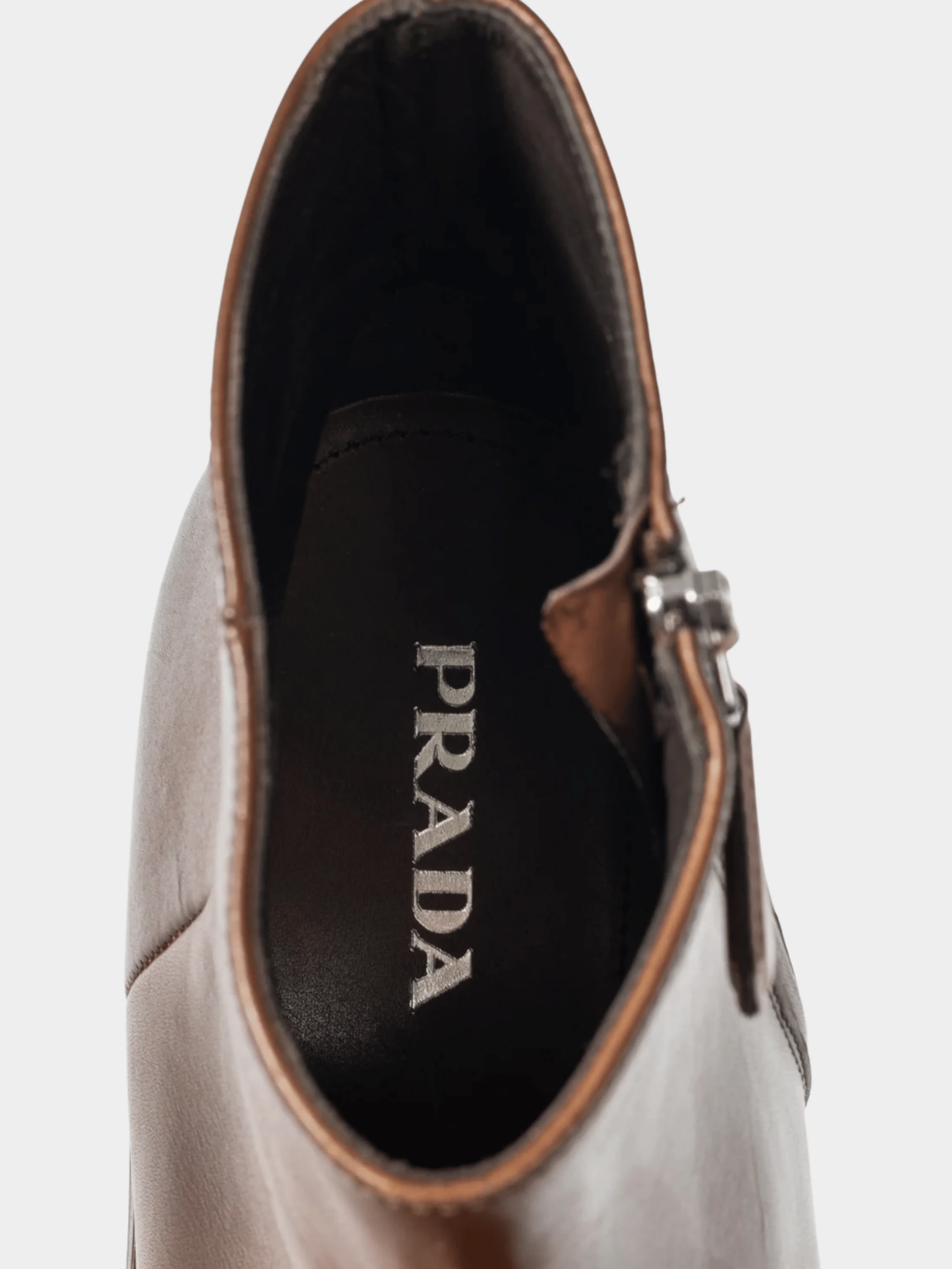 Prada 2000s Brown Leather Zip Ankle Boots - Image 5