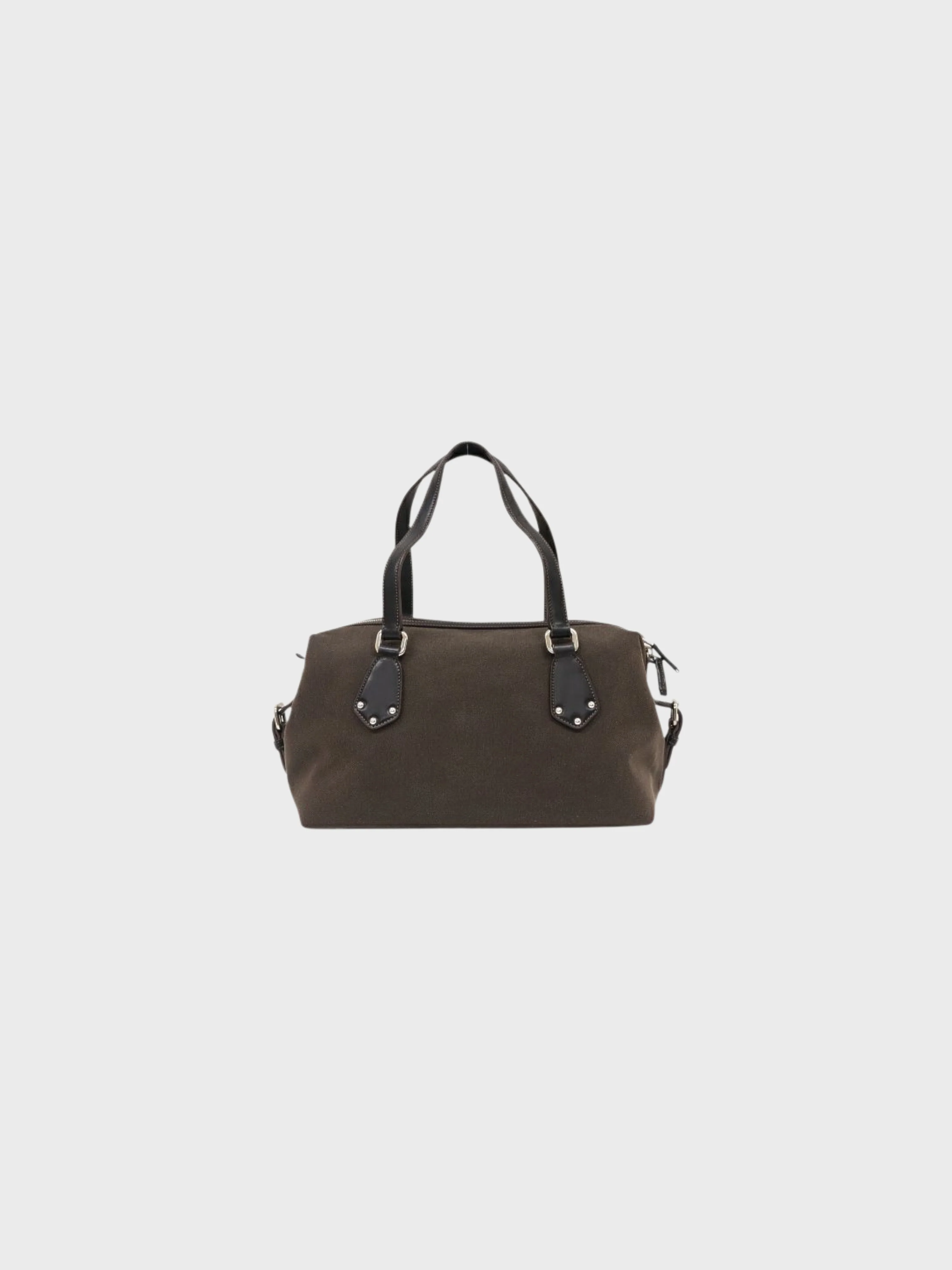 Prada 2000s Brown Logo Jacquard Mini Boston Bag - Image 2