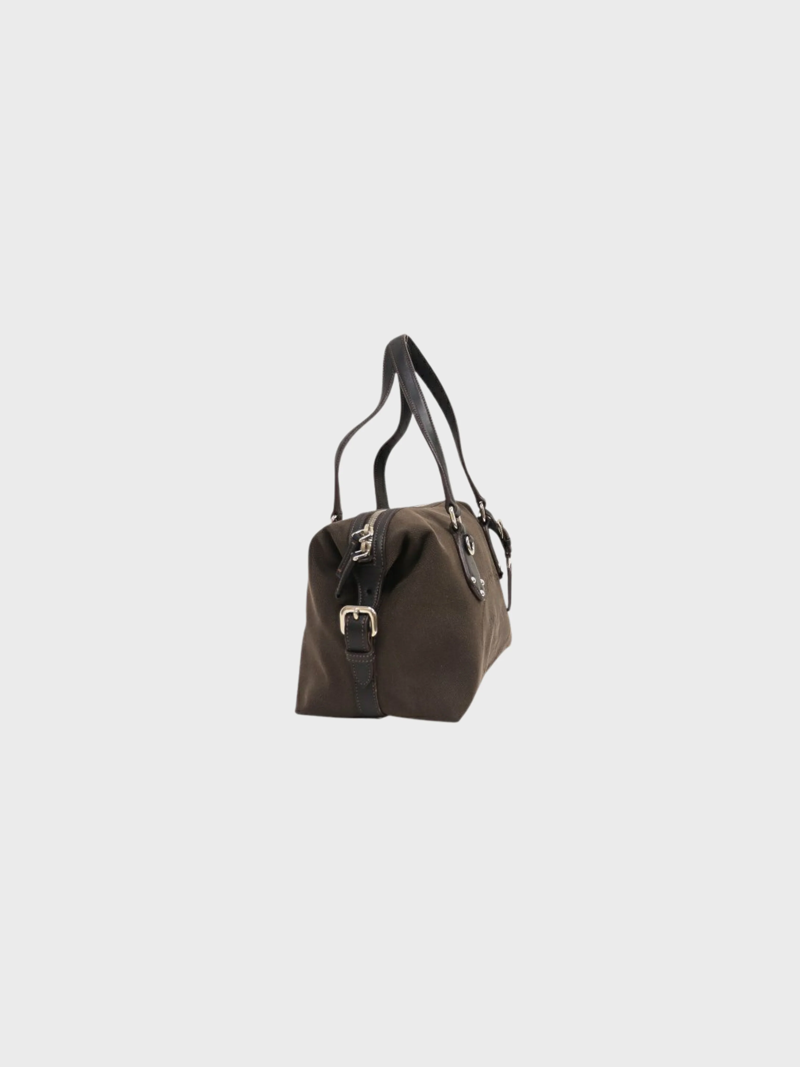 Prada 2000s Brown Logo Jacquard Mini Boston Bag - Image 3