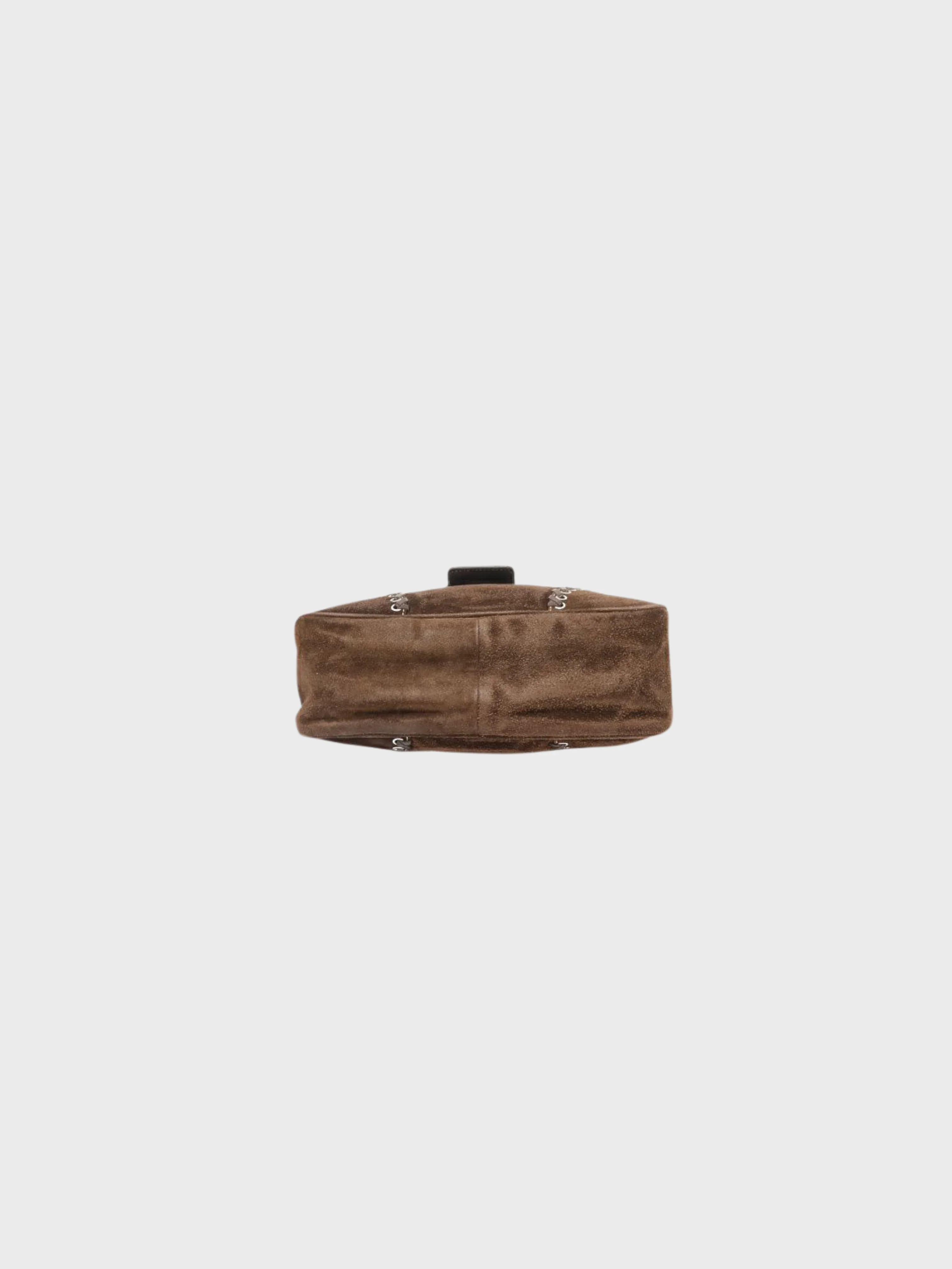 Prada 2000s Brown Suede Triangle Logo Handbag - Image 4