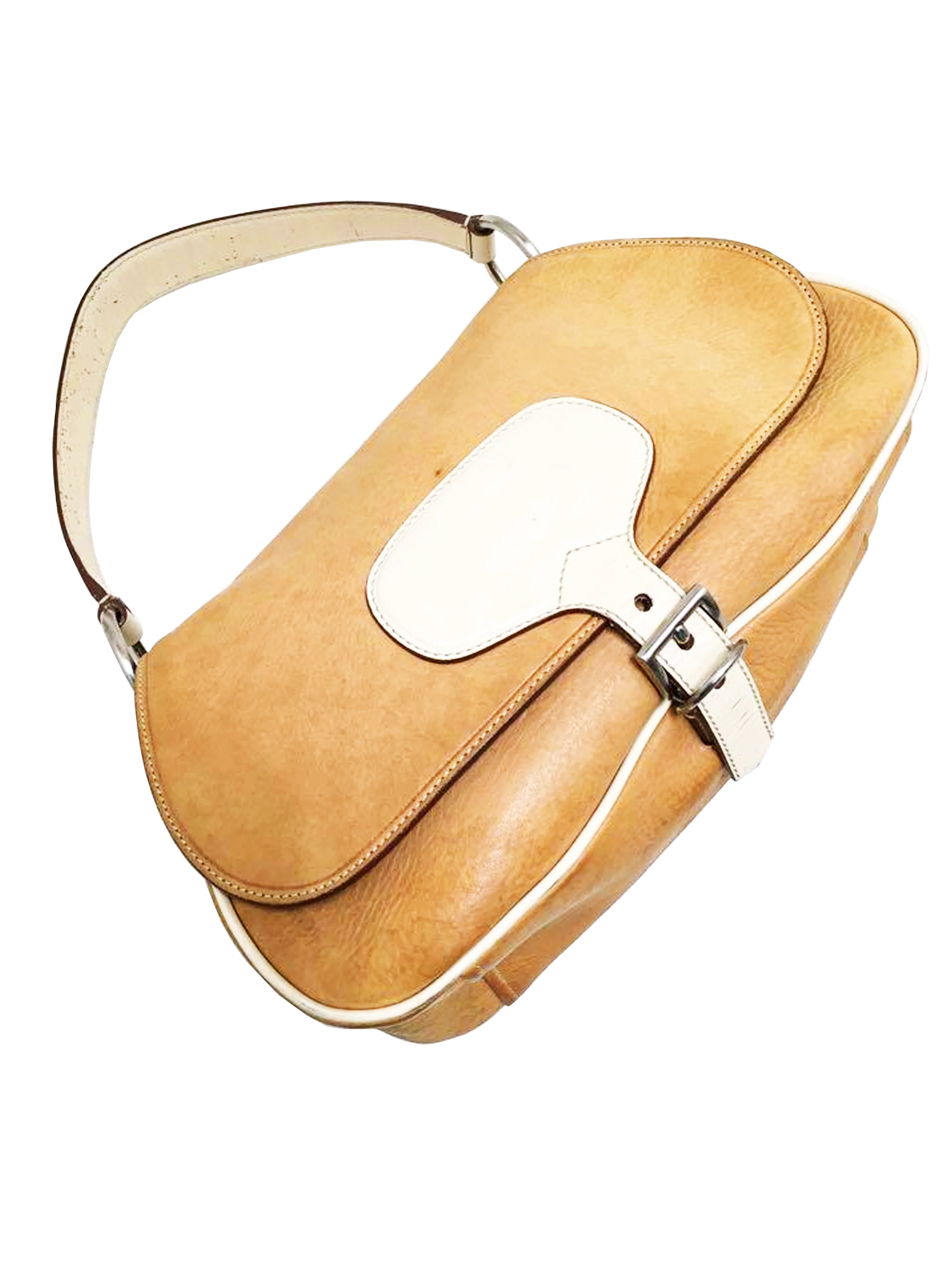 Prada 2000s Camel Leather One Shoulder Bag - Image 3