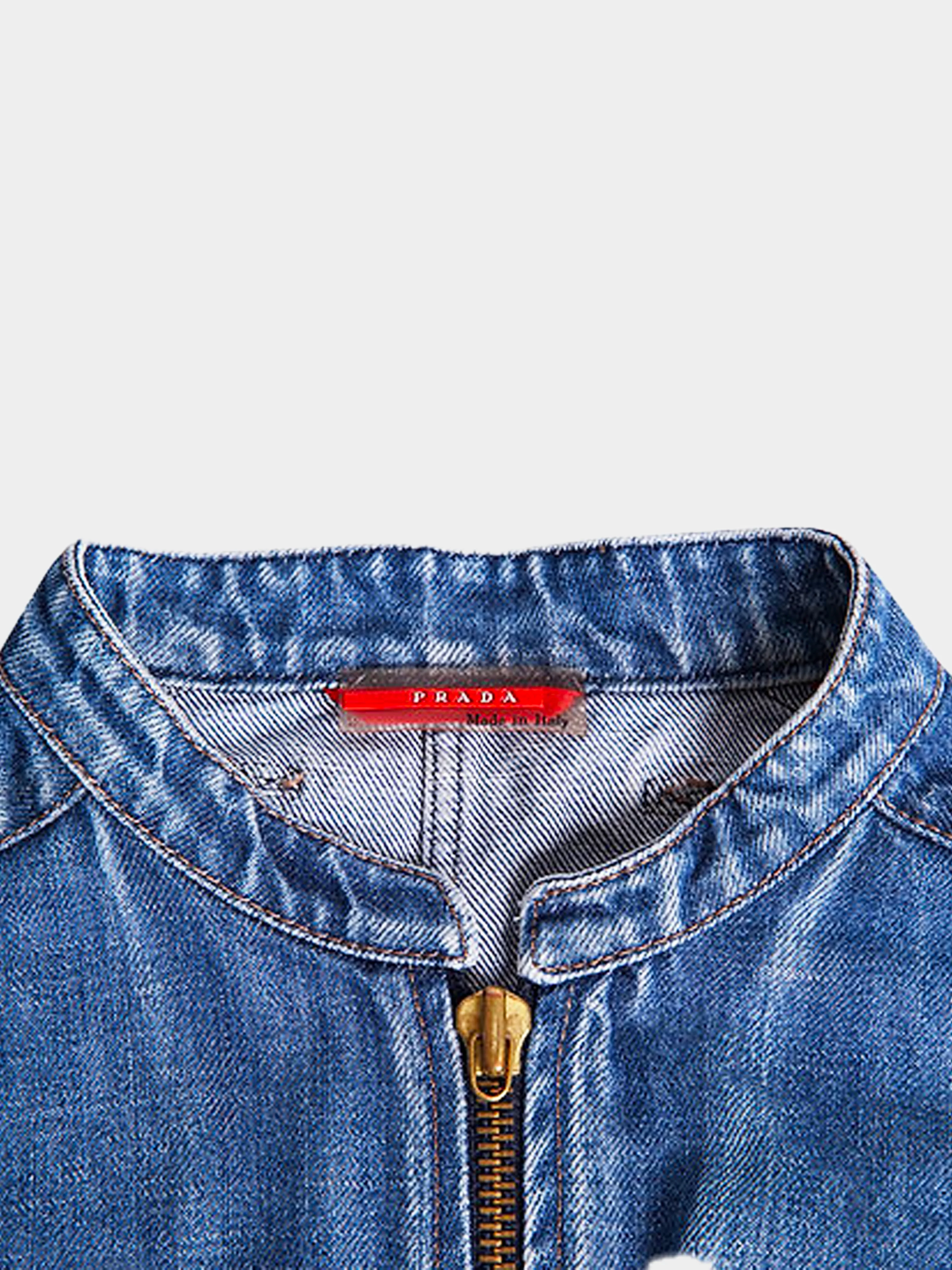 Prada 2000s Denim Biker Jacket - Image 3