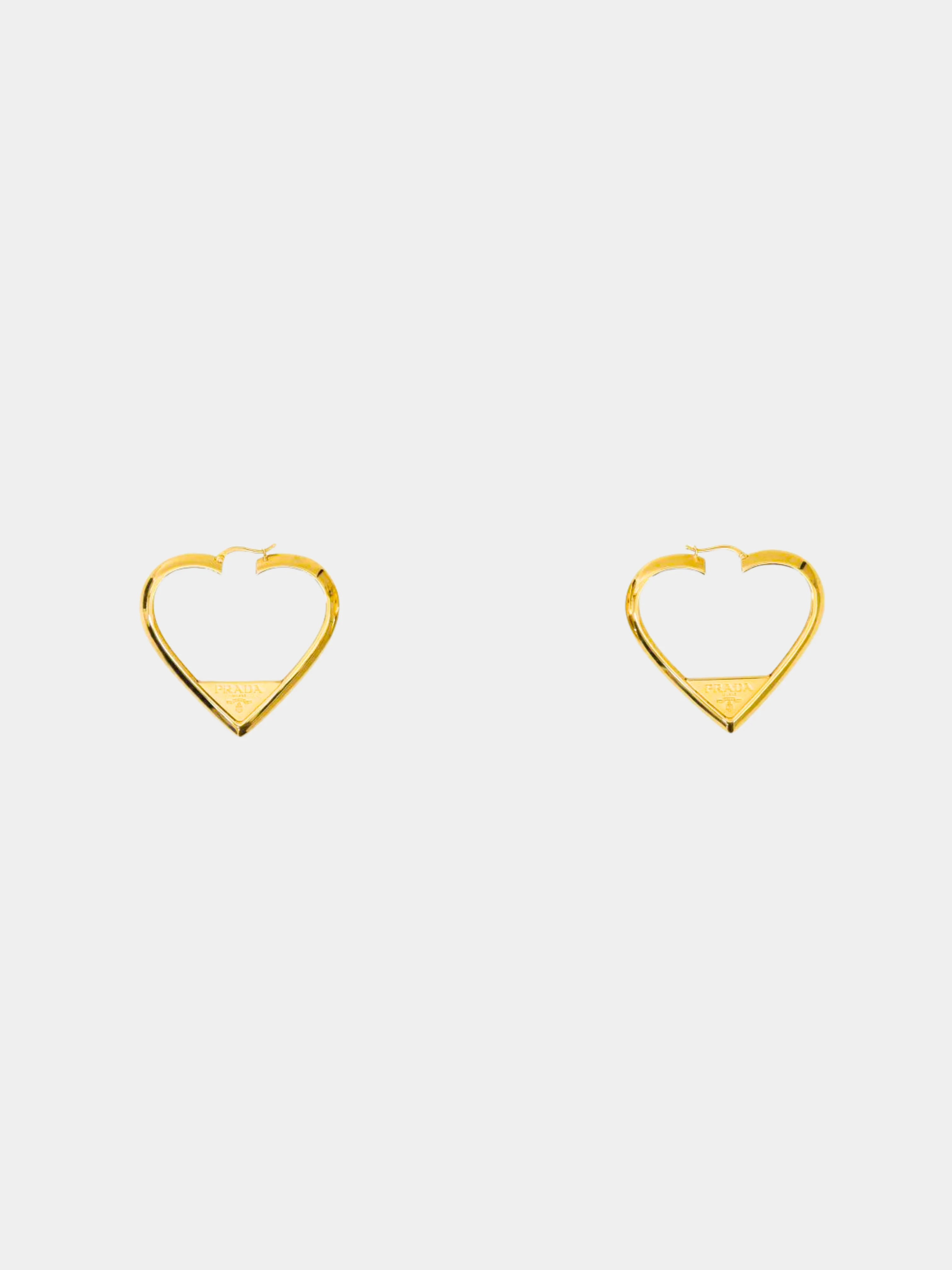 Prada 2000s Gold Heart Hoop Earrings