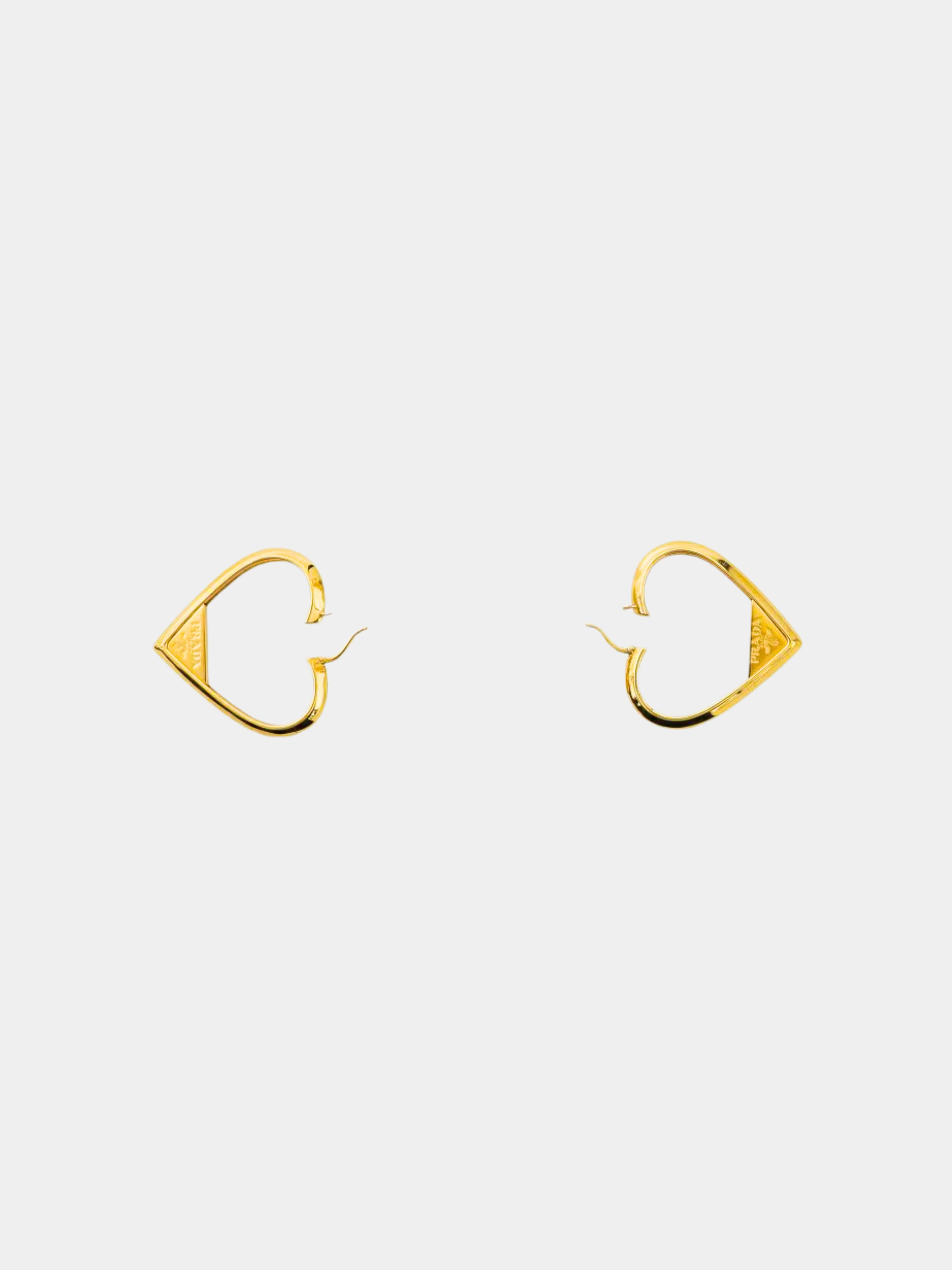 Prada 2000s Gold Heart Hoop Earrings - Image 2