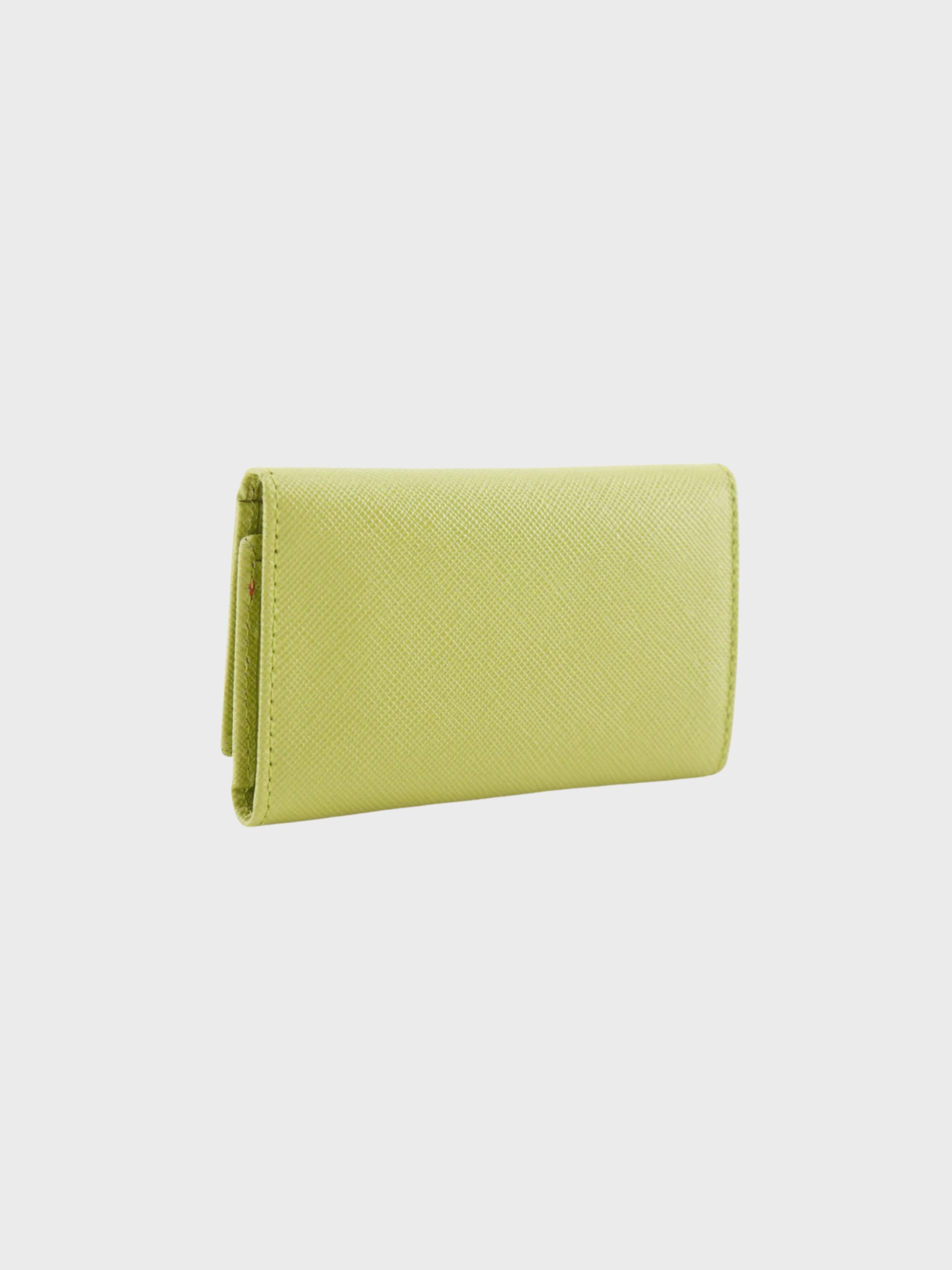 Prada SS 2020 Green Saffiano Leather Triangle Logo Key Case - Image 2
