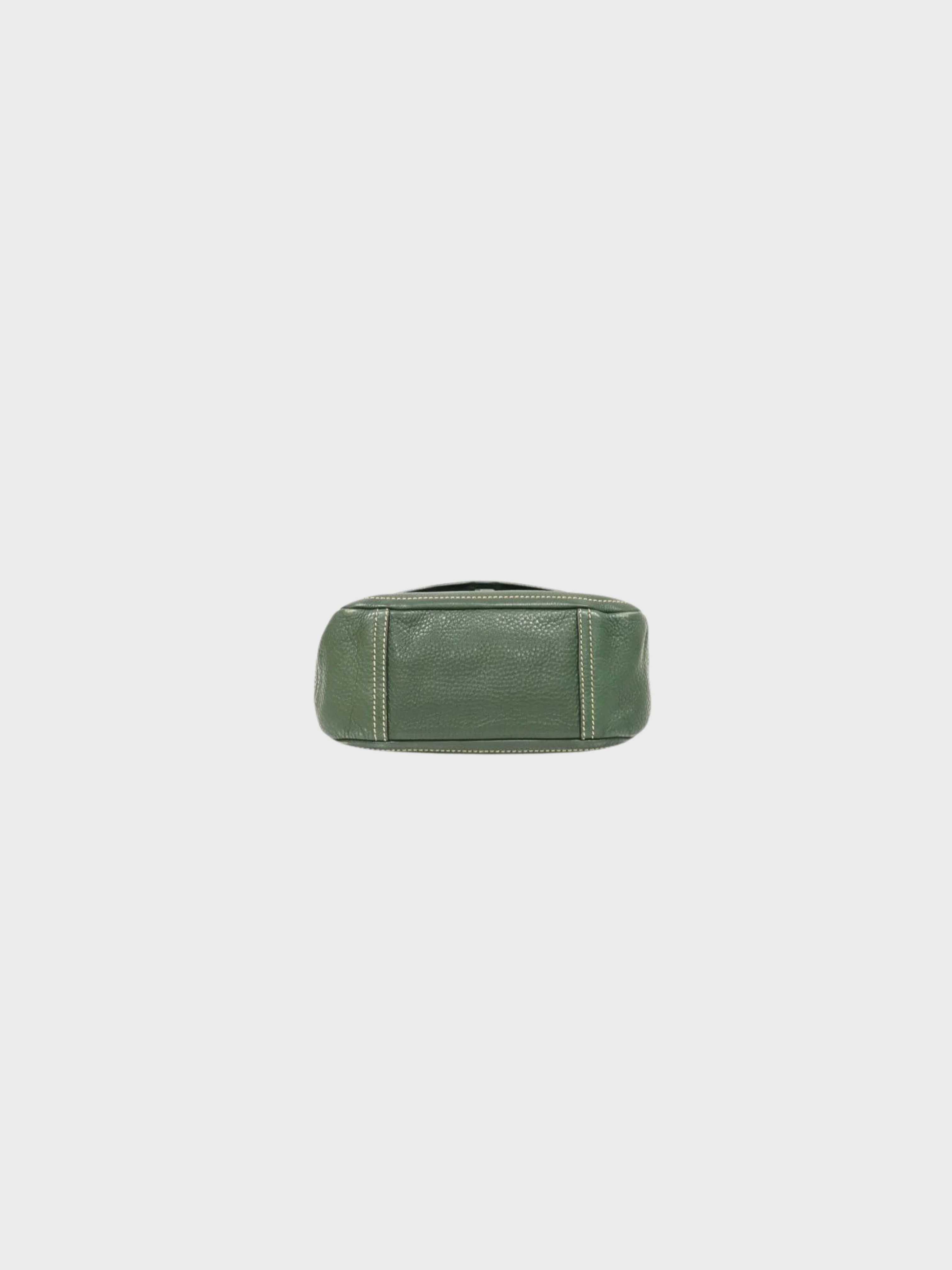 Prada 2000s Green Triangle Logo Leather One-Shoulder Bag - Image 4