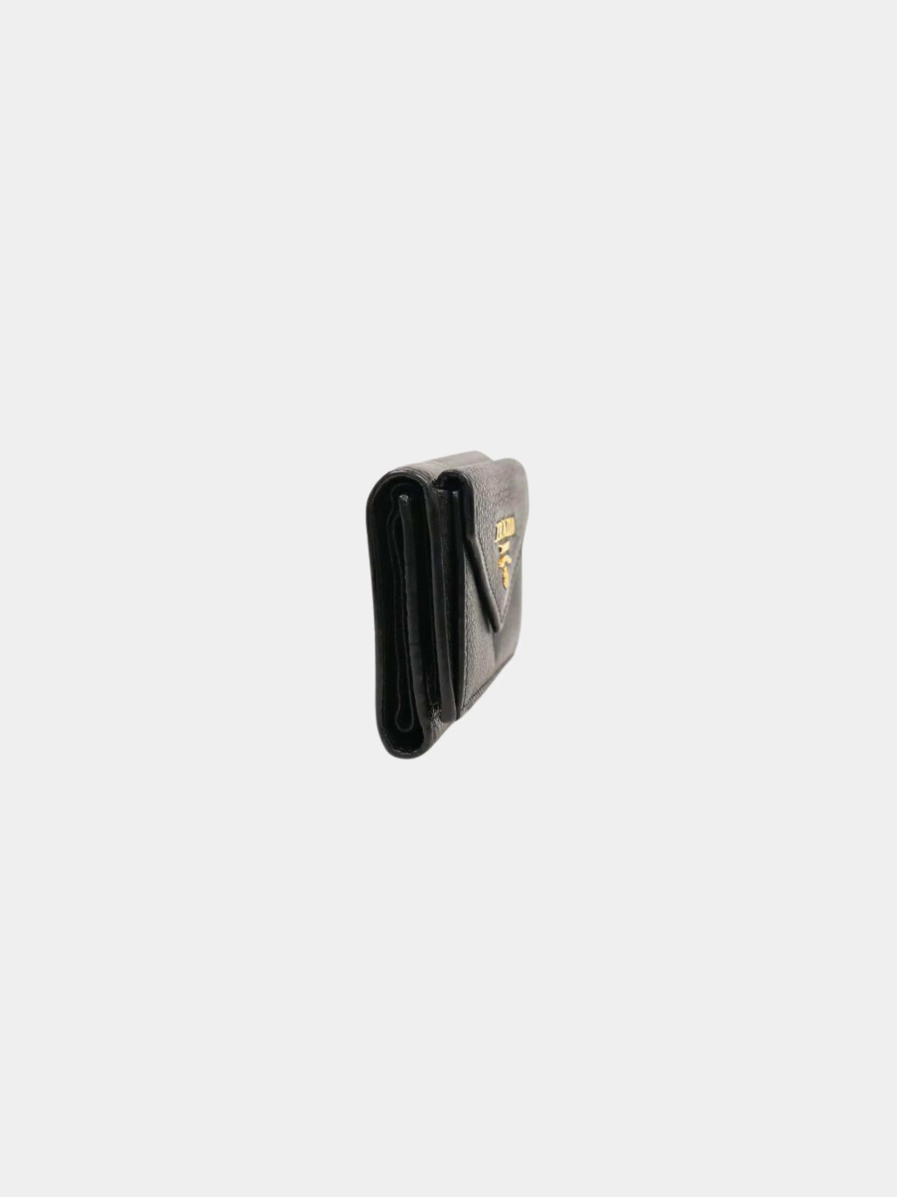 Prada 2000s Black Logo Compact Wallet - Image 3