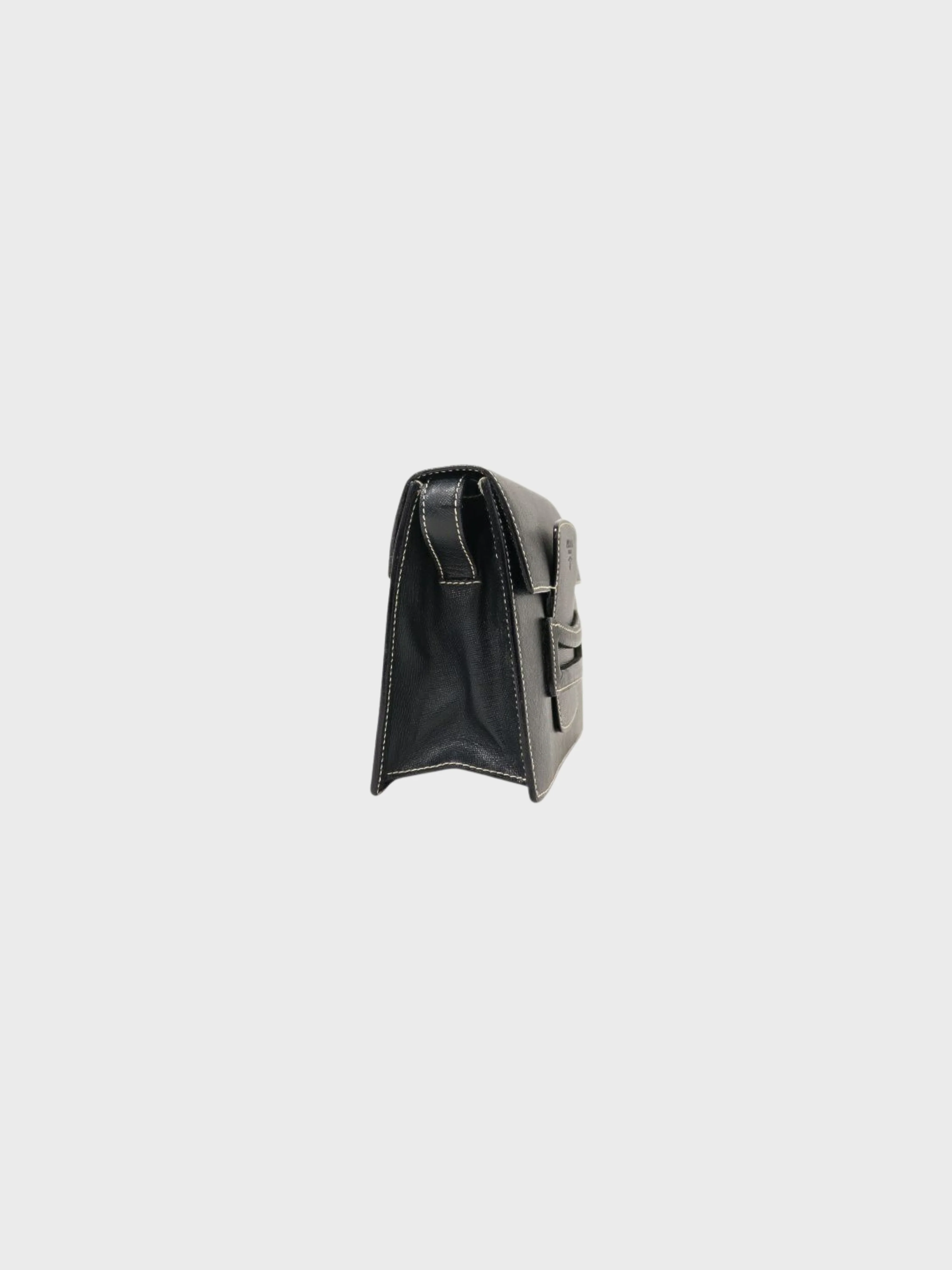 Prada 2000s Navy Saffiano Leather Logo Shoulder Bag - Image 3