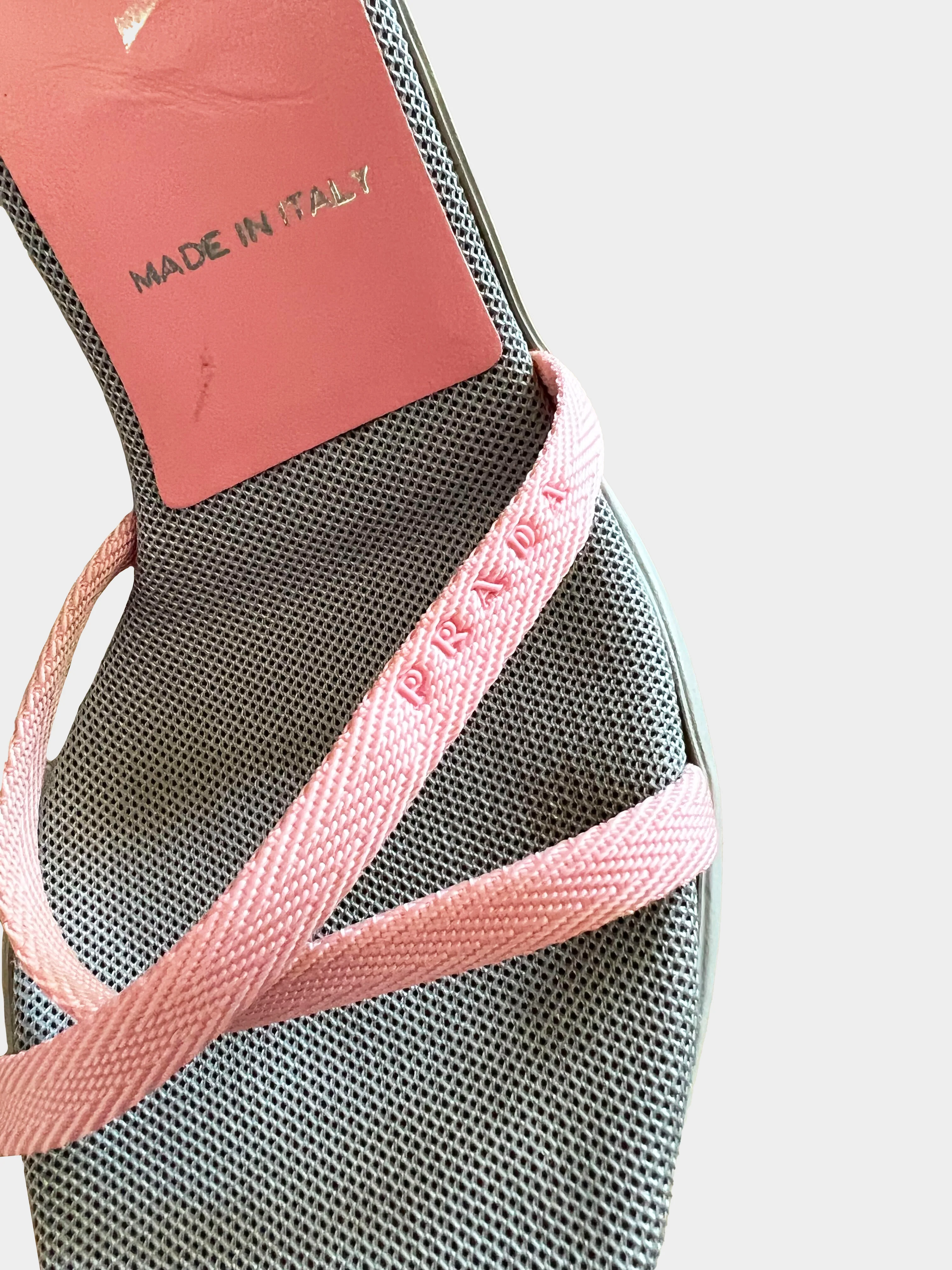 Prada Sport 2000s Pink and Orange Nylon Bubble Heels - Image 3