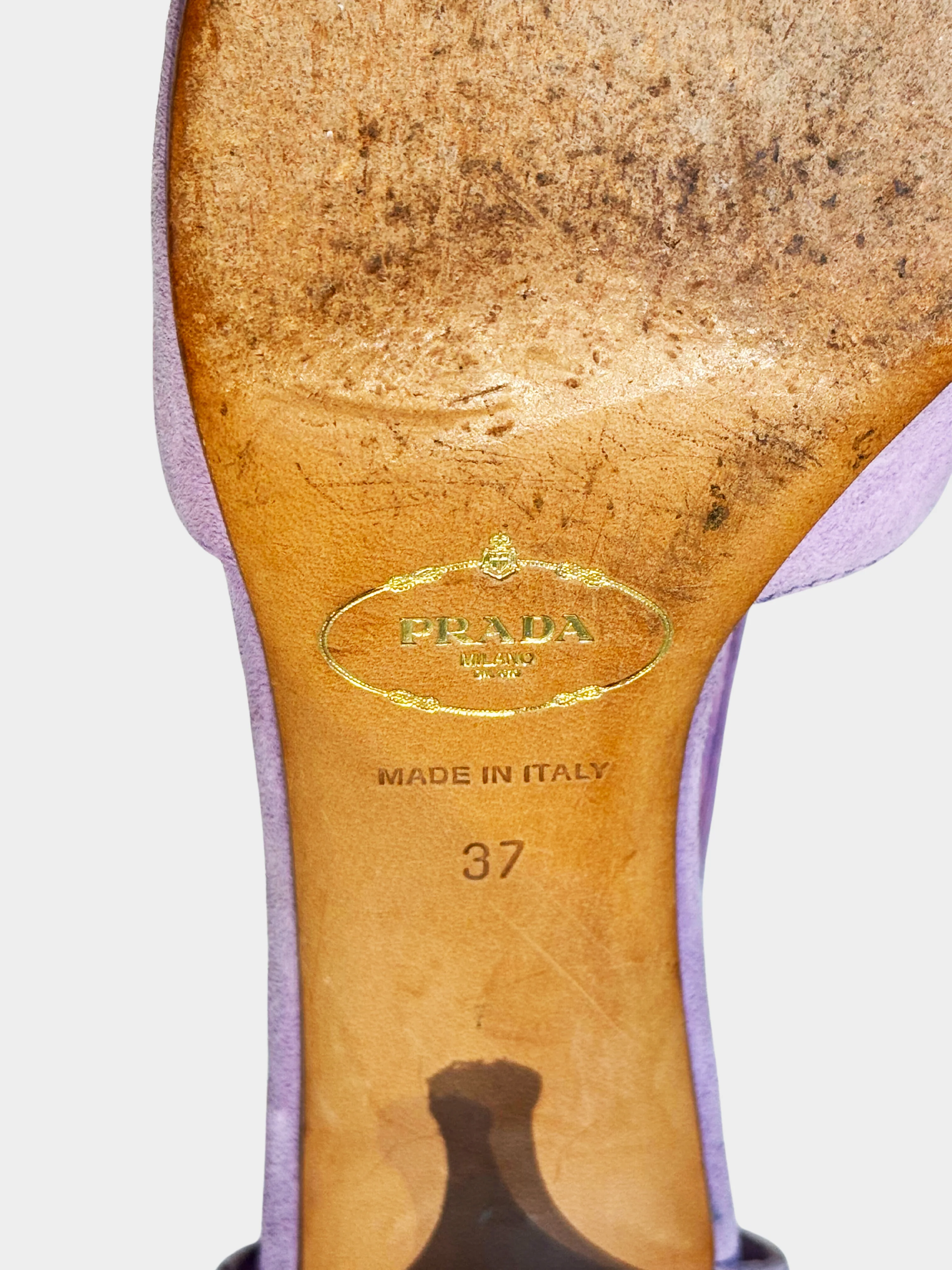Prada 2000s Purple Suede Gathered-detail Heels - Image 5