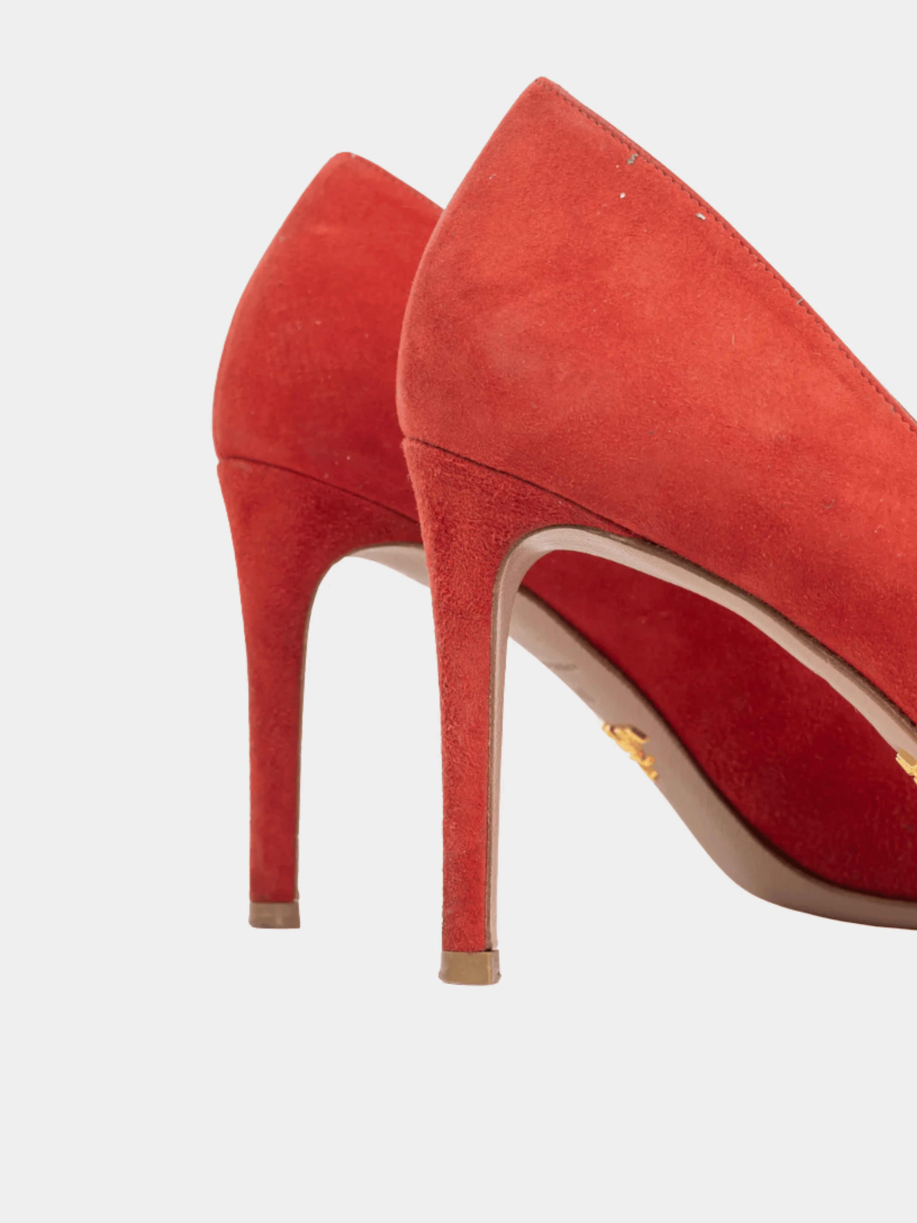 Prada 2000s Red Suede Pointed-Toe Pumps - Image 6