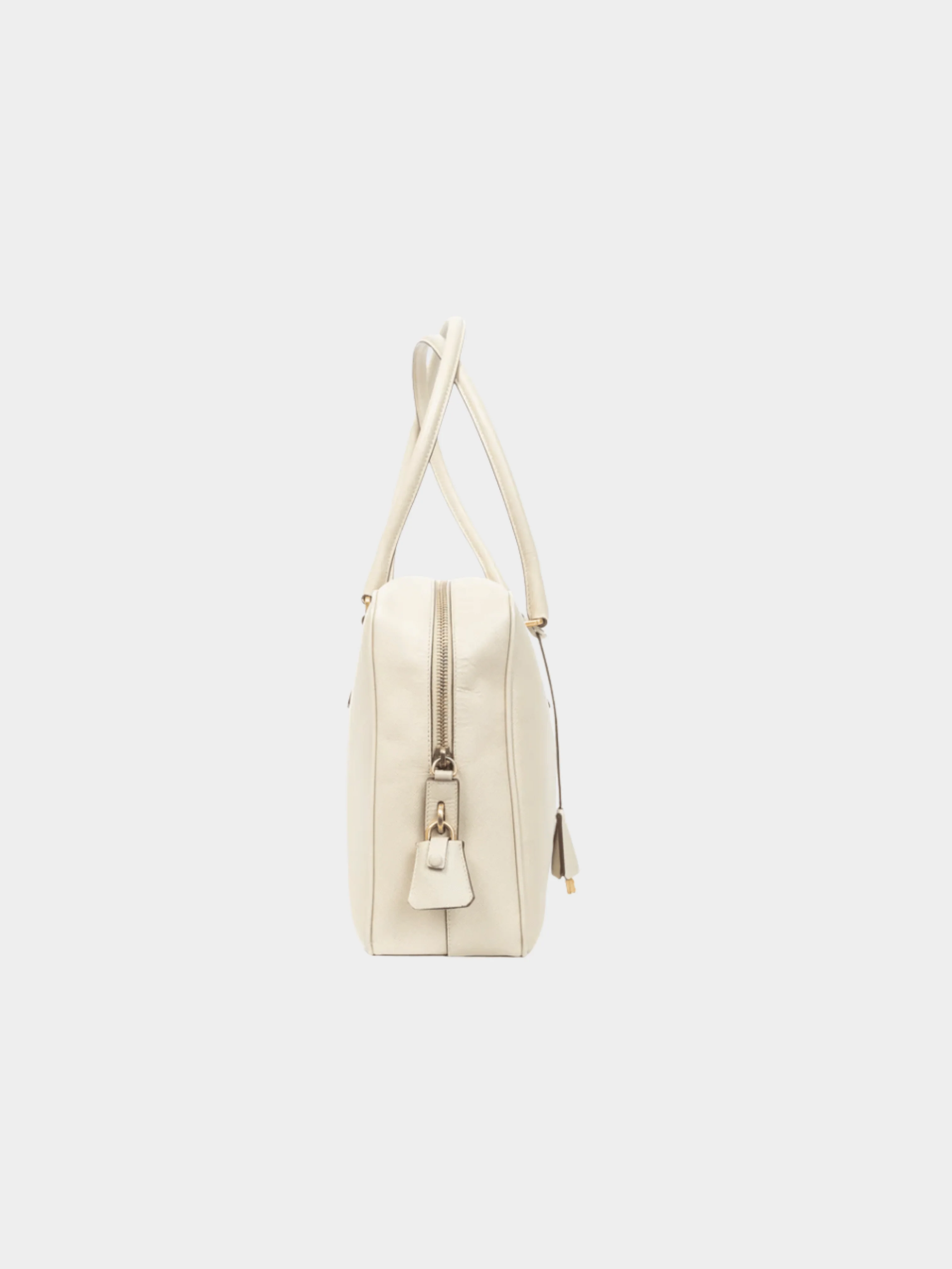 Prada 2010s Bauletto Cream Saffiano Leather Handbag - Image 3
