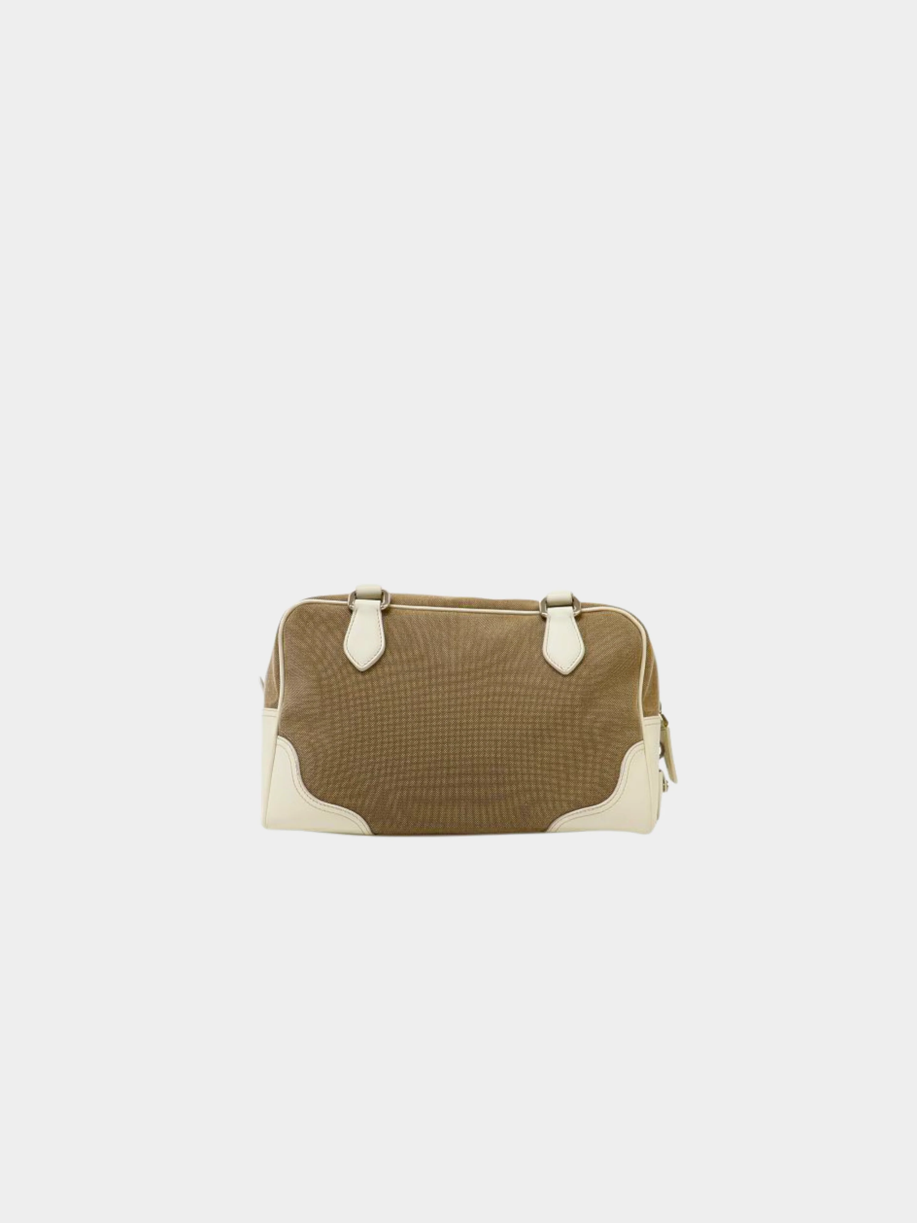 Prada 2010s Beige Jacquard Logo Mini Boston Bag - Image 2
