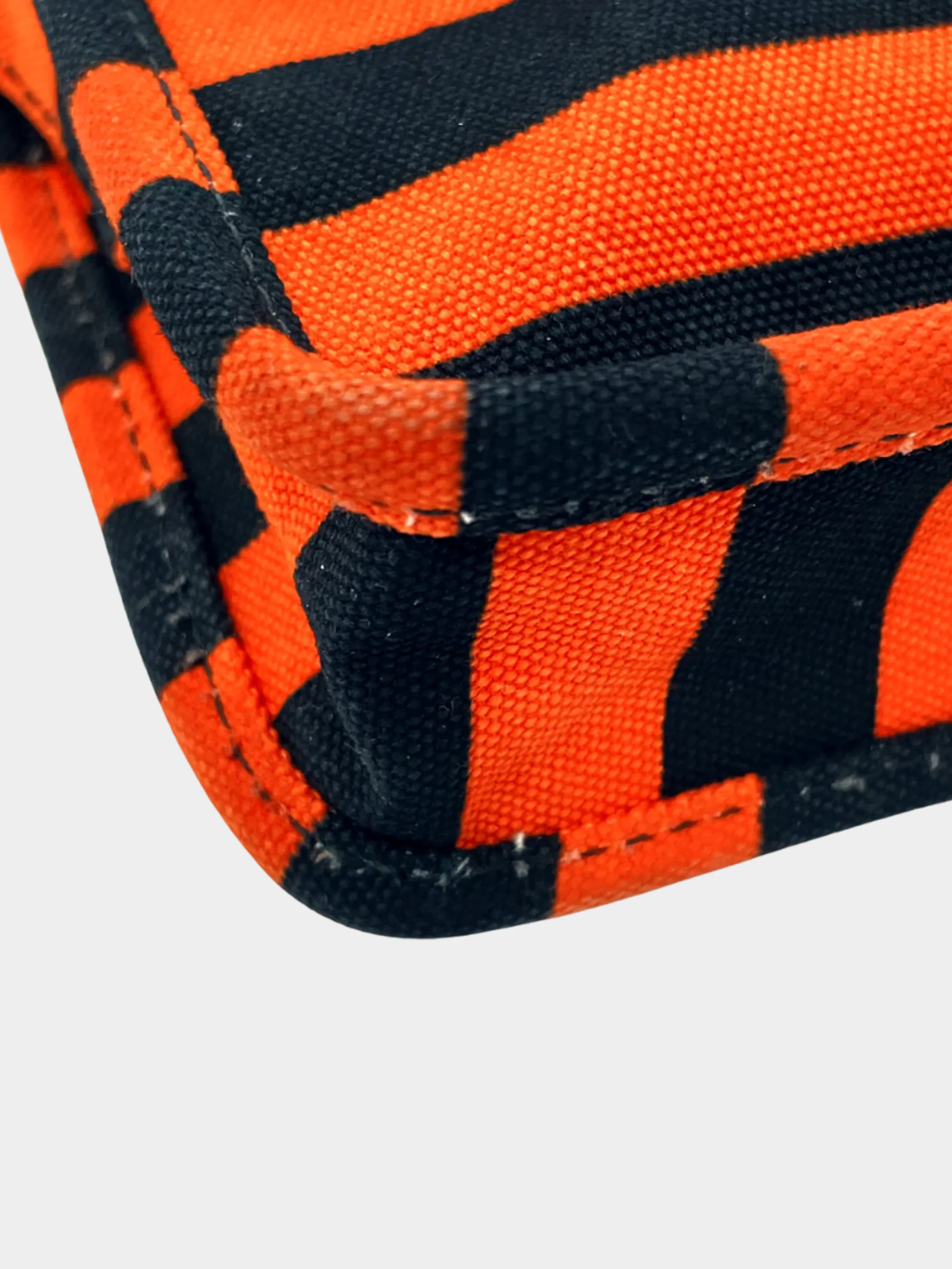 Prada 2010s Black and Orange Canapa Righe Crossbody Bag - Image 4