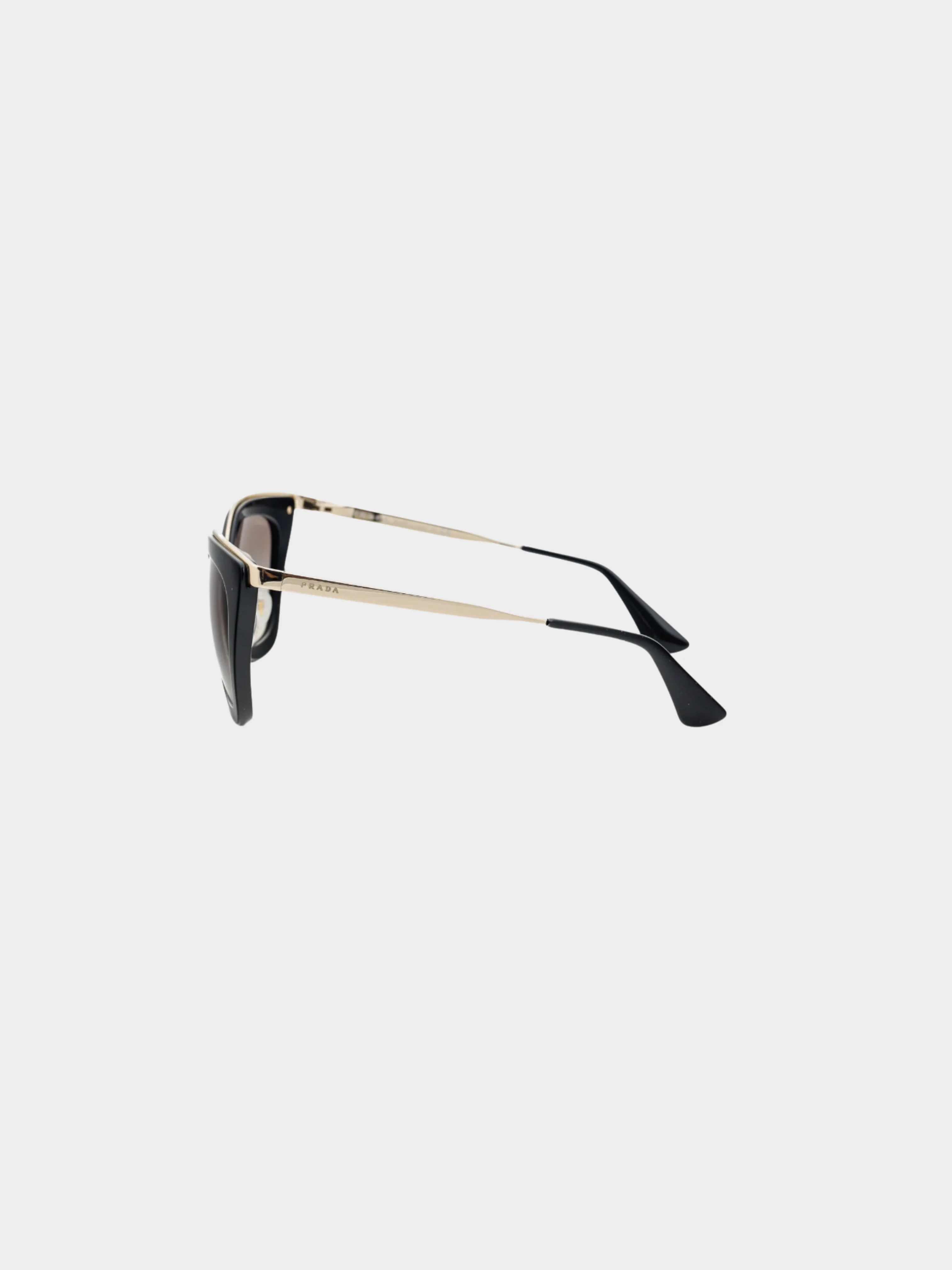 Prada 2010s Black & Gold-Tone Cat-Eye Sunglasses - Image 3