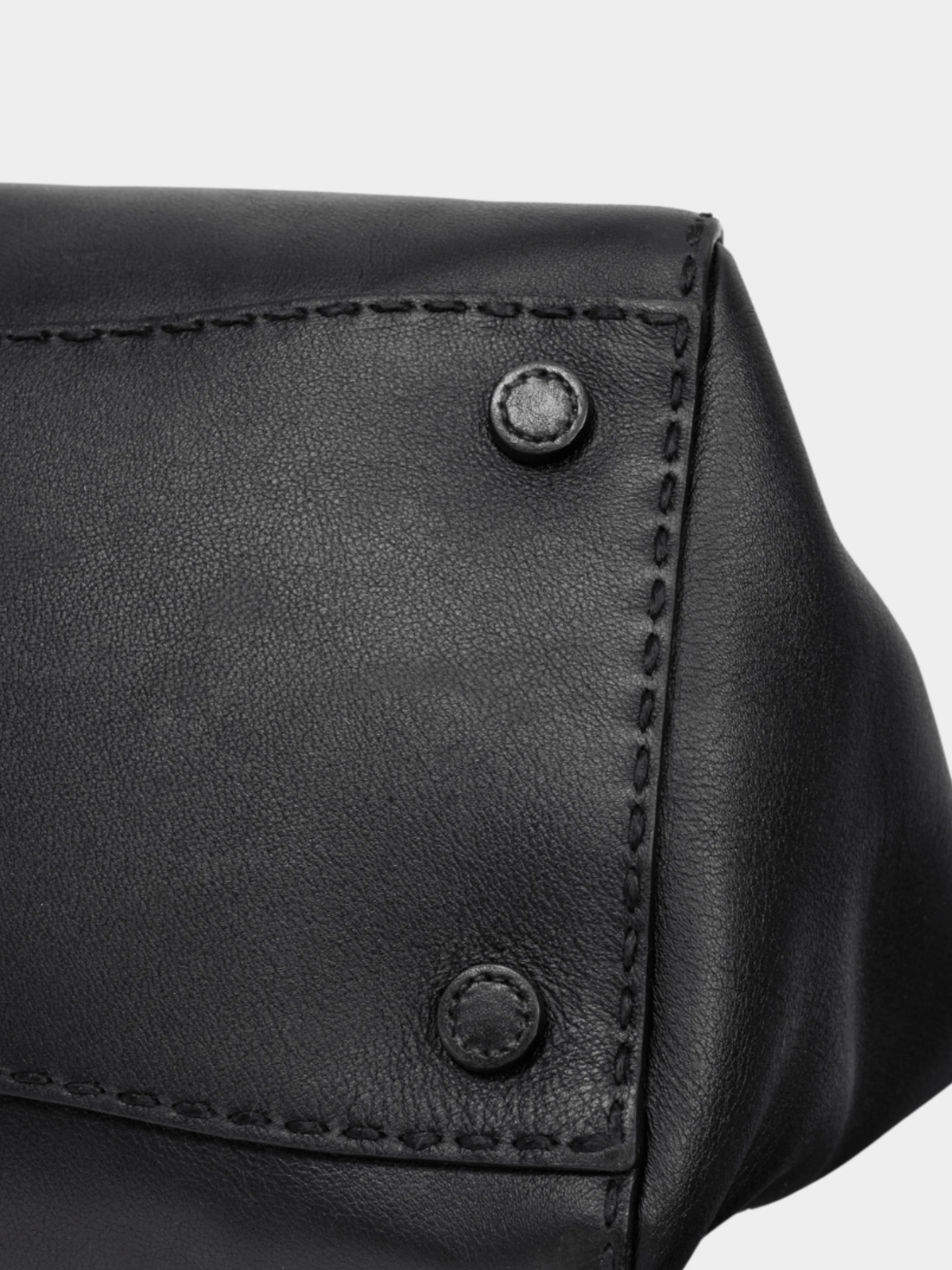 Prada 2010s Black Hand Stitched Calfskin Leather Tote - Image 5