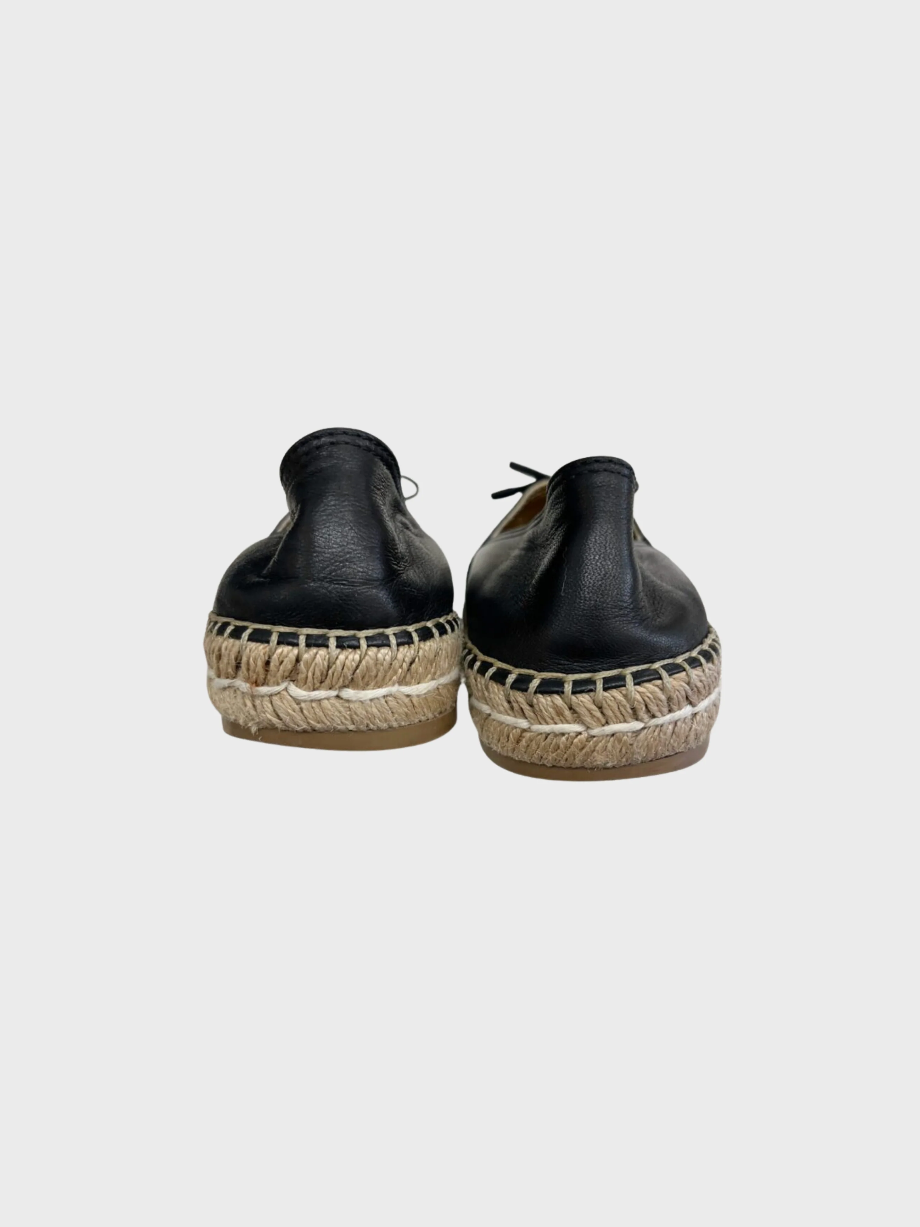 Prada 2010s Black Leather Bow Espadrilles - Image 4