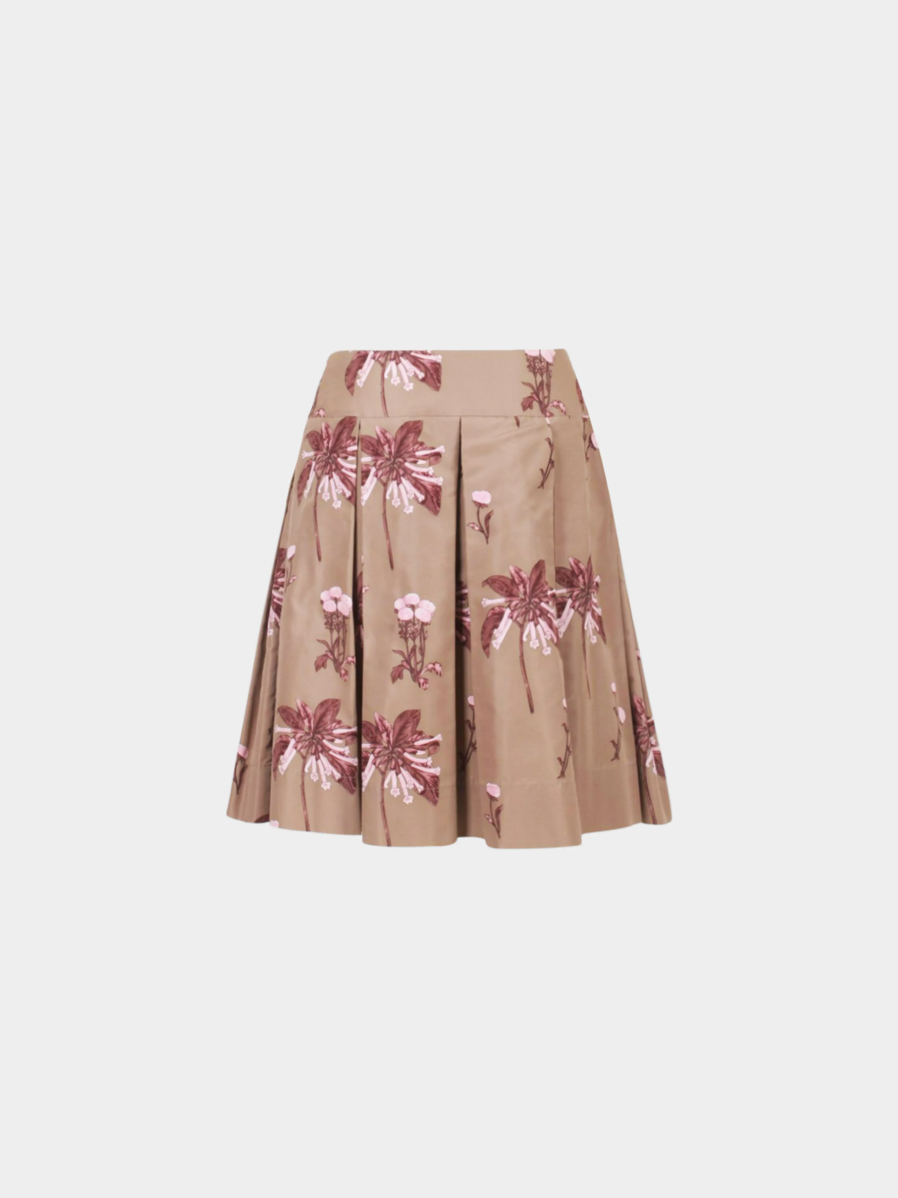 Prada 2007-2008 Brown Floral Print Pleated Silk Skirt - Image 2