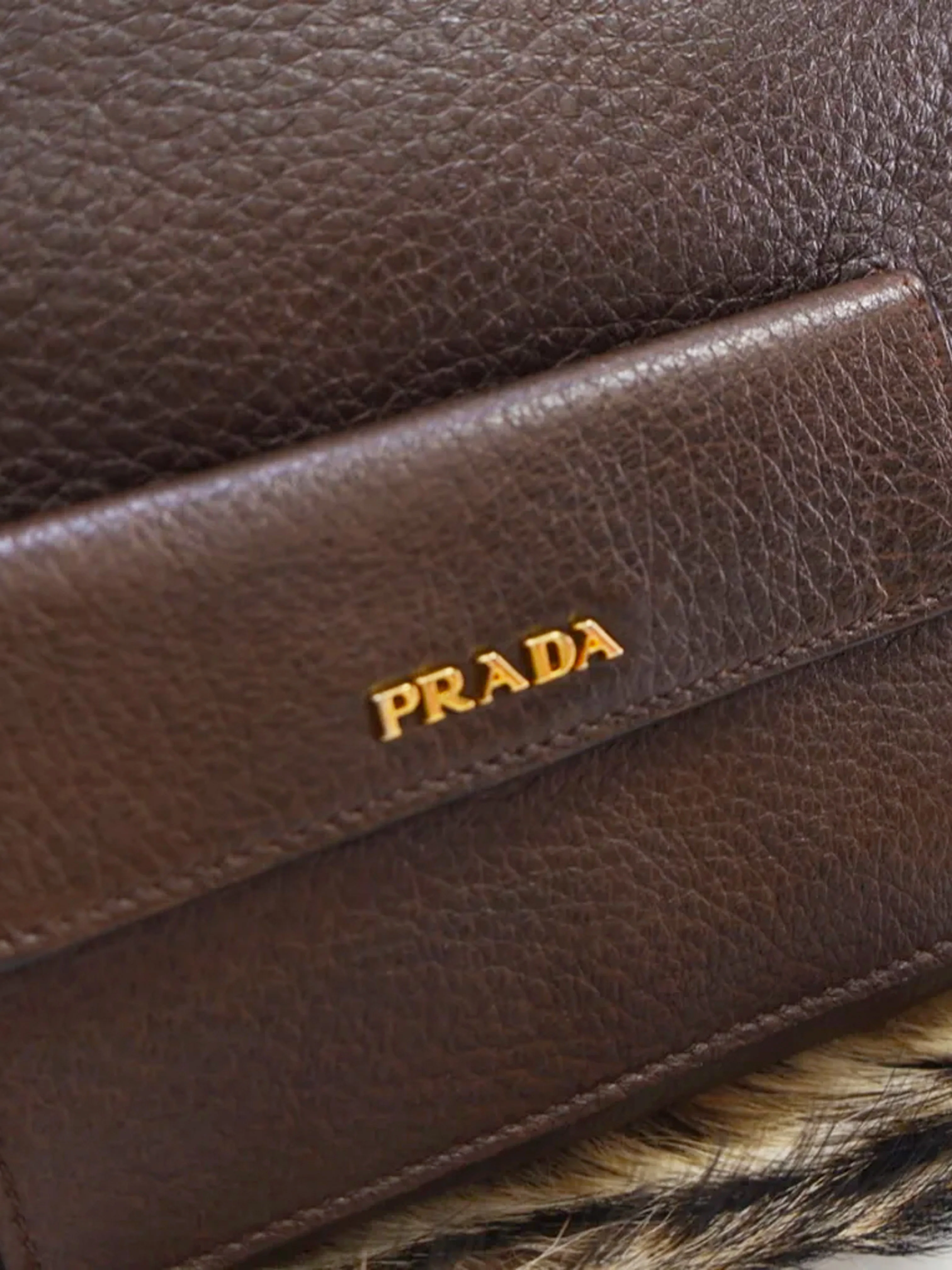 Prada 2010s Brown Fox Fur and Leather Crossbody Bag - Image 4