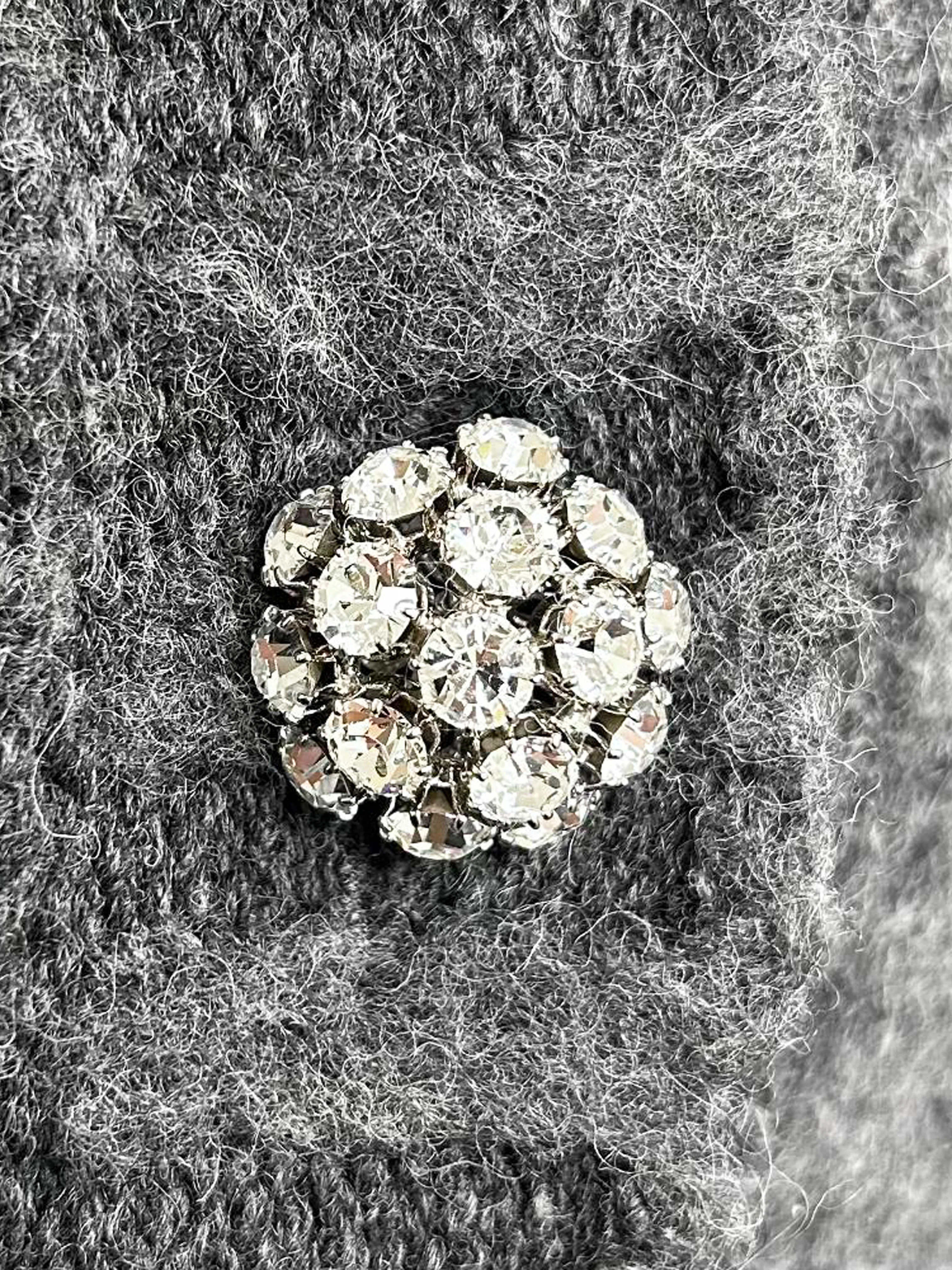 Prada 2010s Grey Wool Cardigan with Crystal Buttons - Image 4