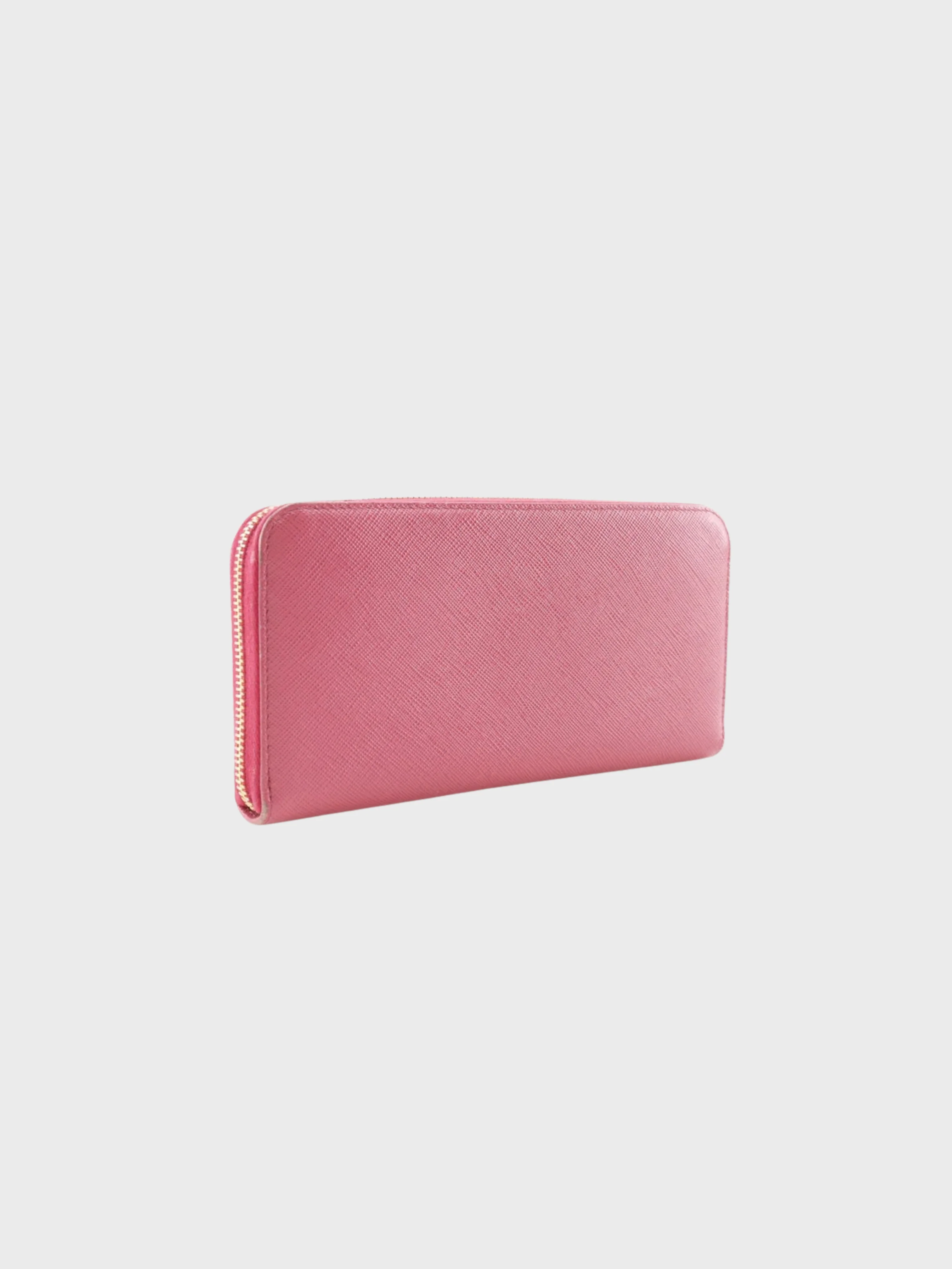 Prada 2010s Pink Saffiano Leather Ribbon Wallet - Image 3