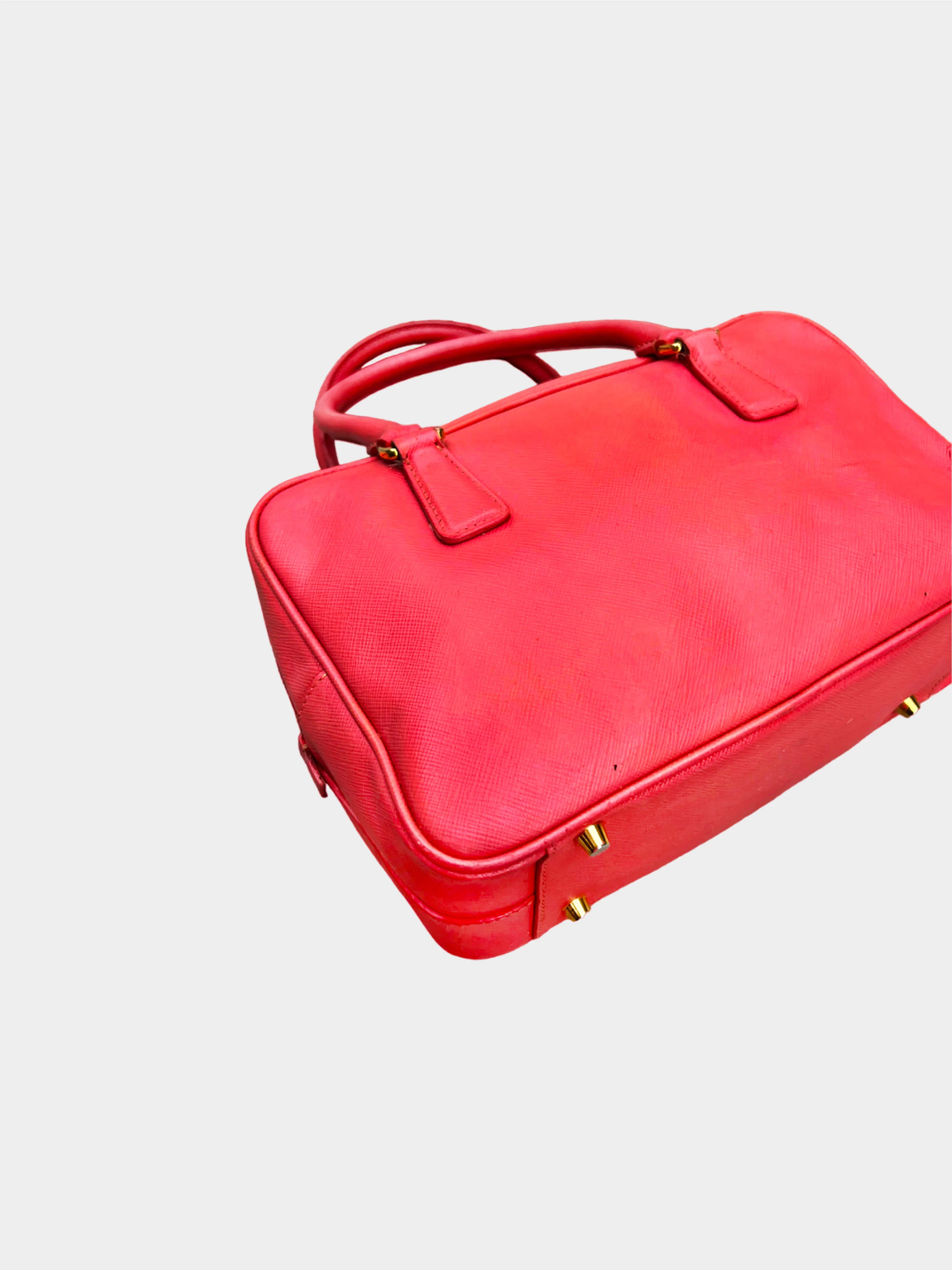 Prada 2010s Pink Saffiano Leather Bauletto Bag - Image 2
