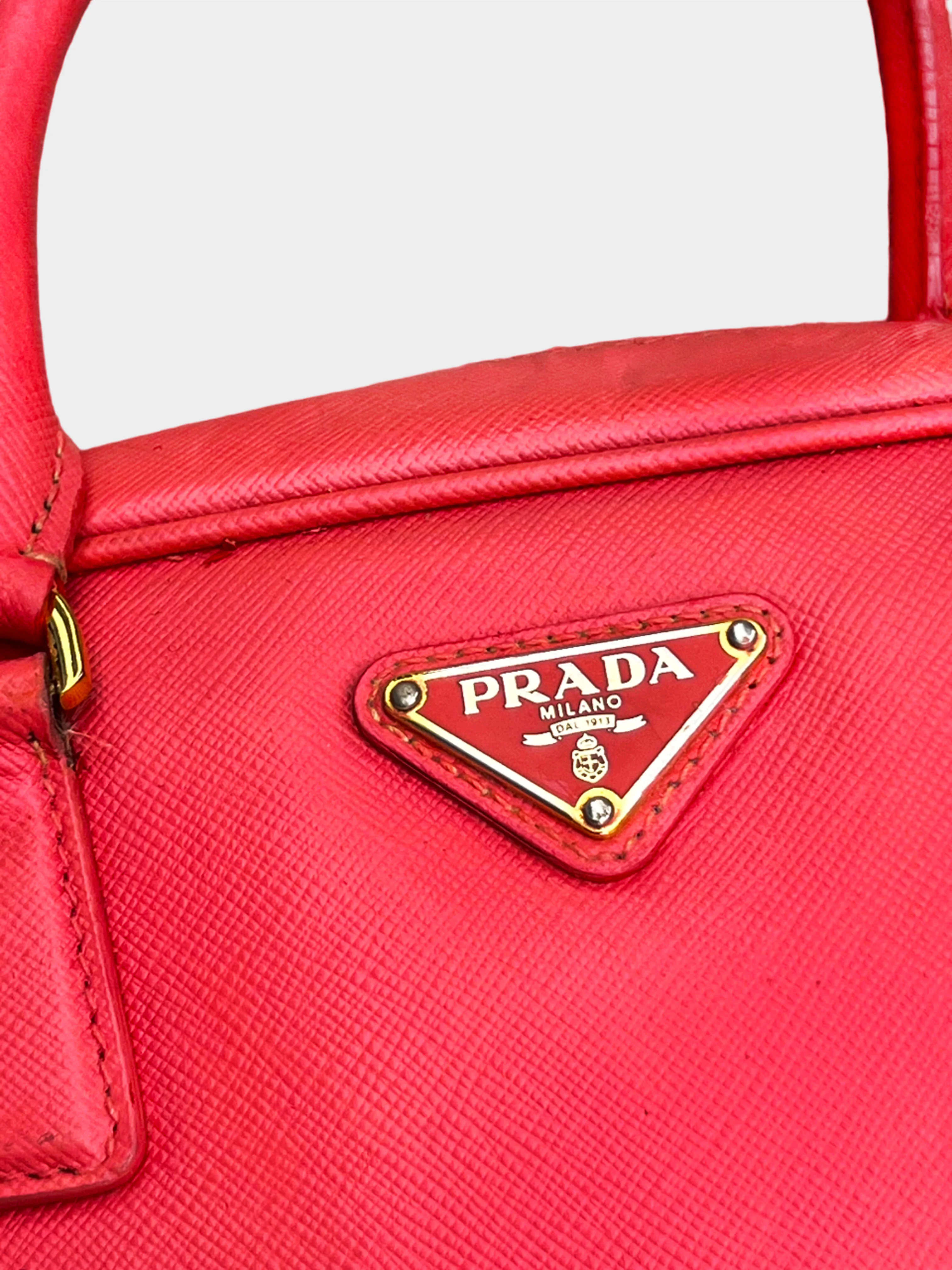 Prada 2010s Pink Saffiano Leather Bauletto Bag - Image 3