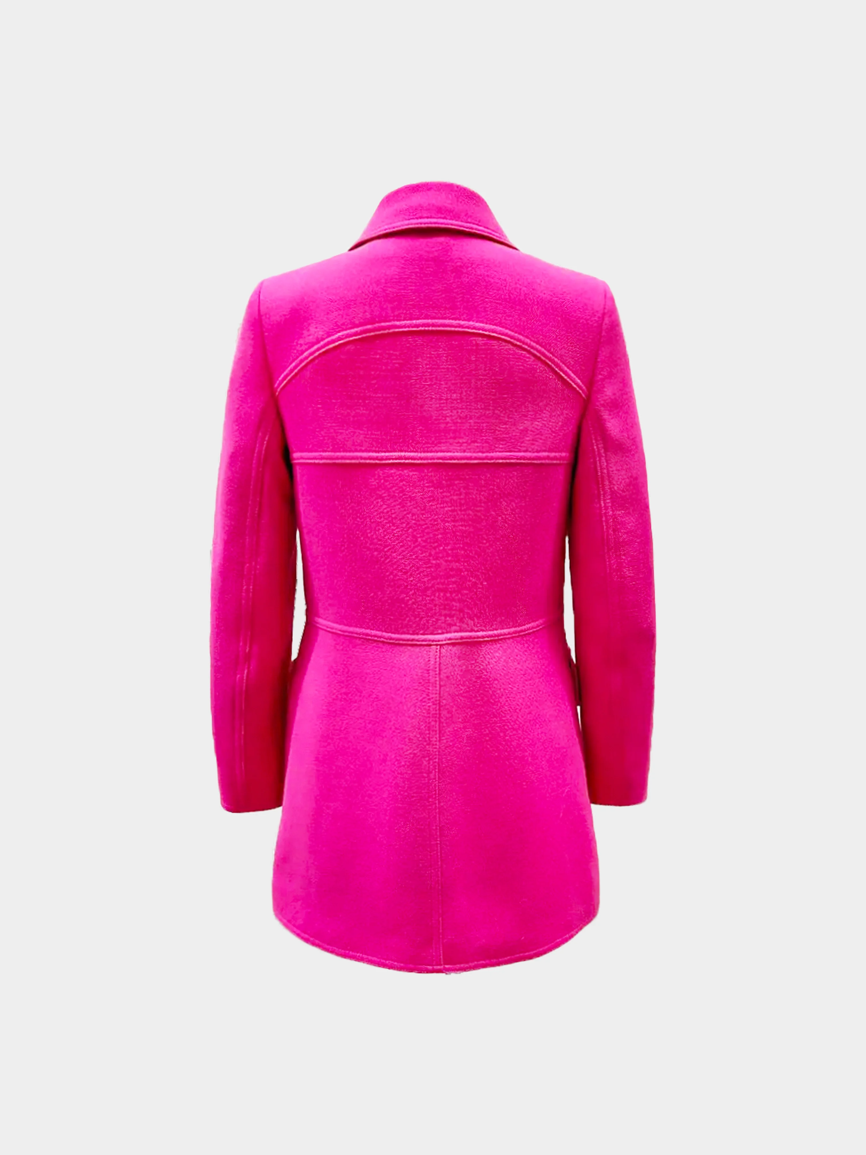 Prada 2014 Hot Pink Wool Coat with Gold Buttons - Image 2