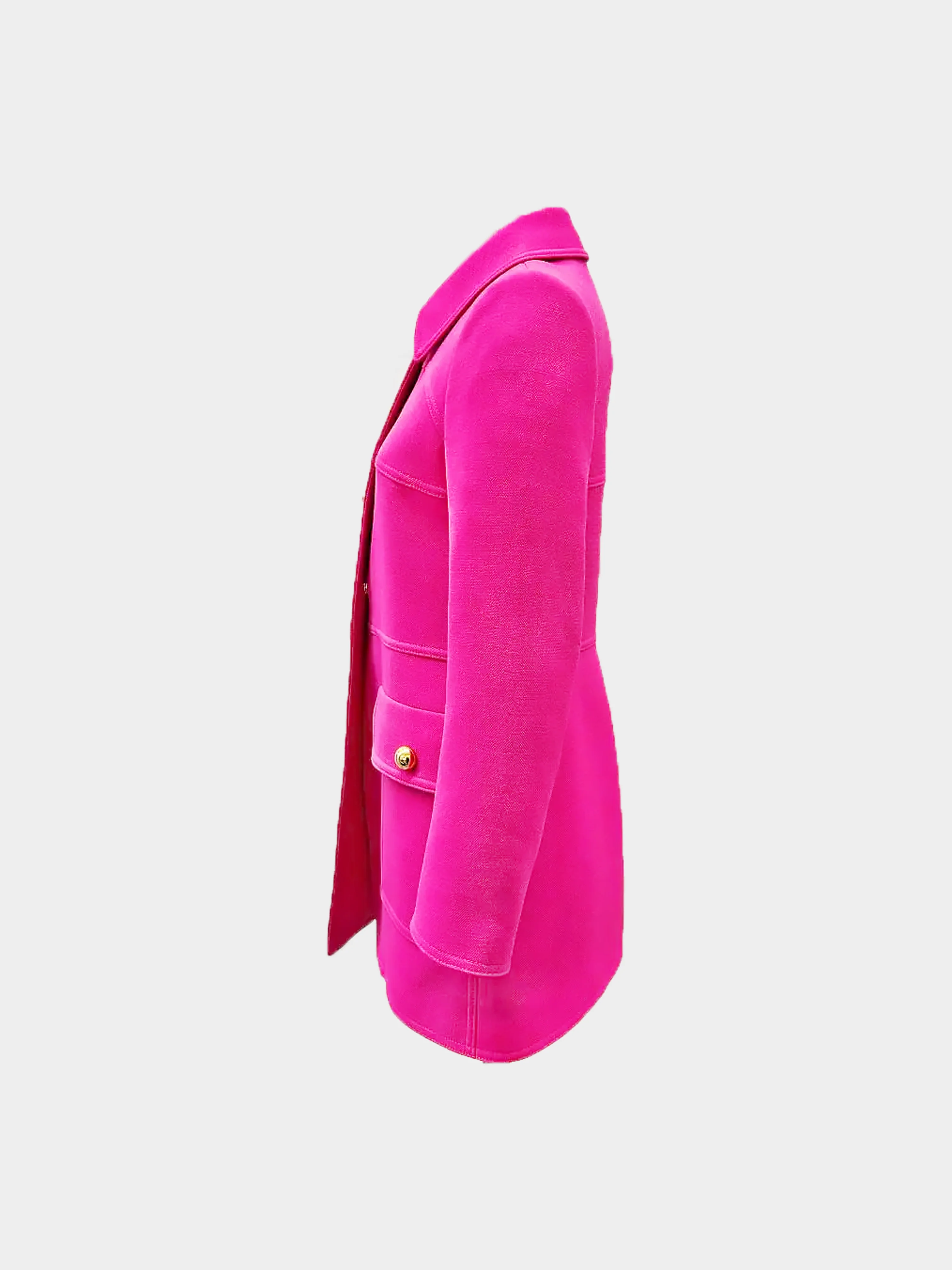 Prada 2014 Hot Pink Wool Coat with Gold Buttons - Image 3