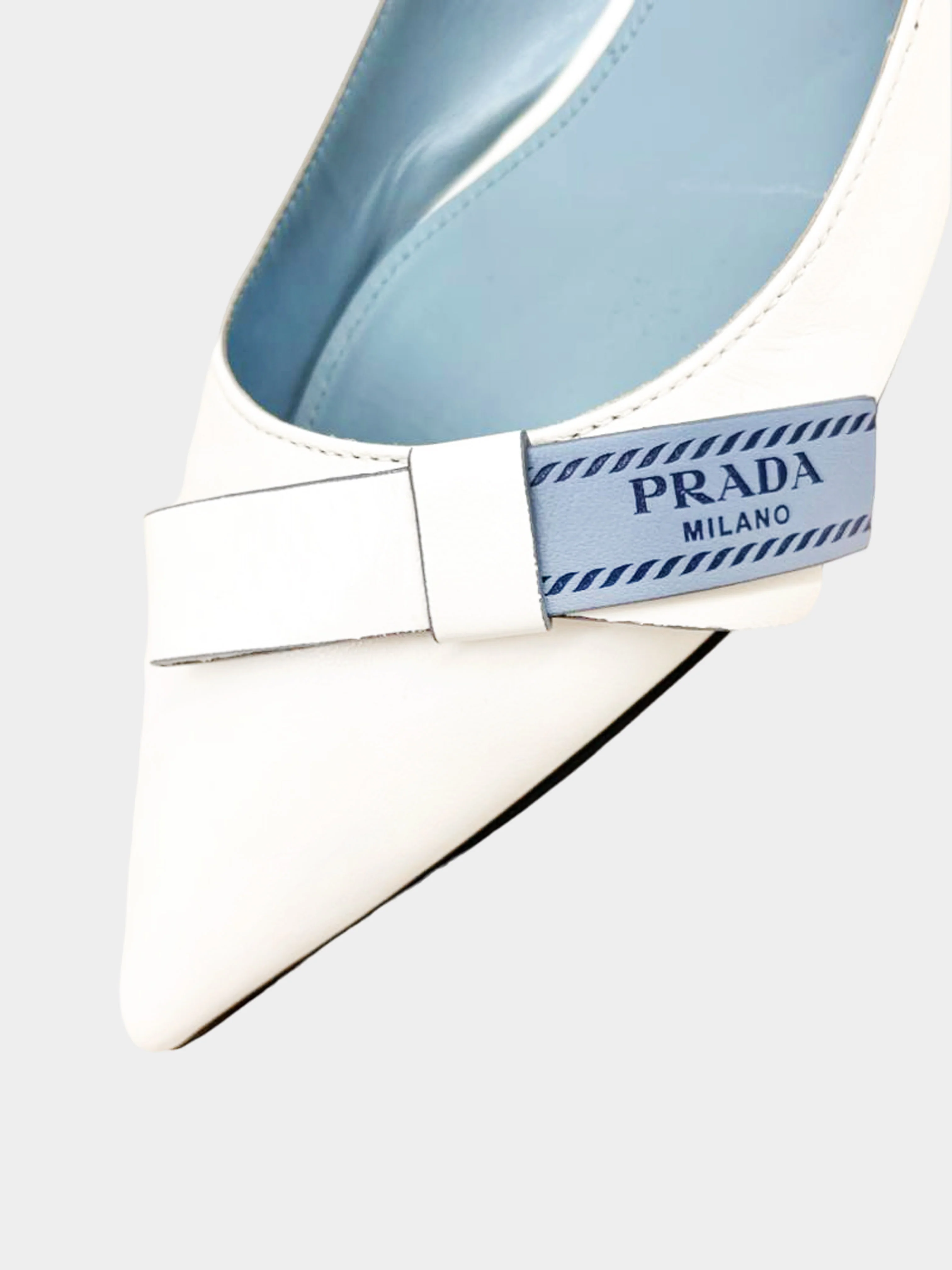 Prada 2017 White Bow Pointed Toe Flats - Image 3
