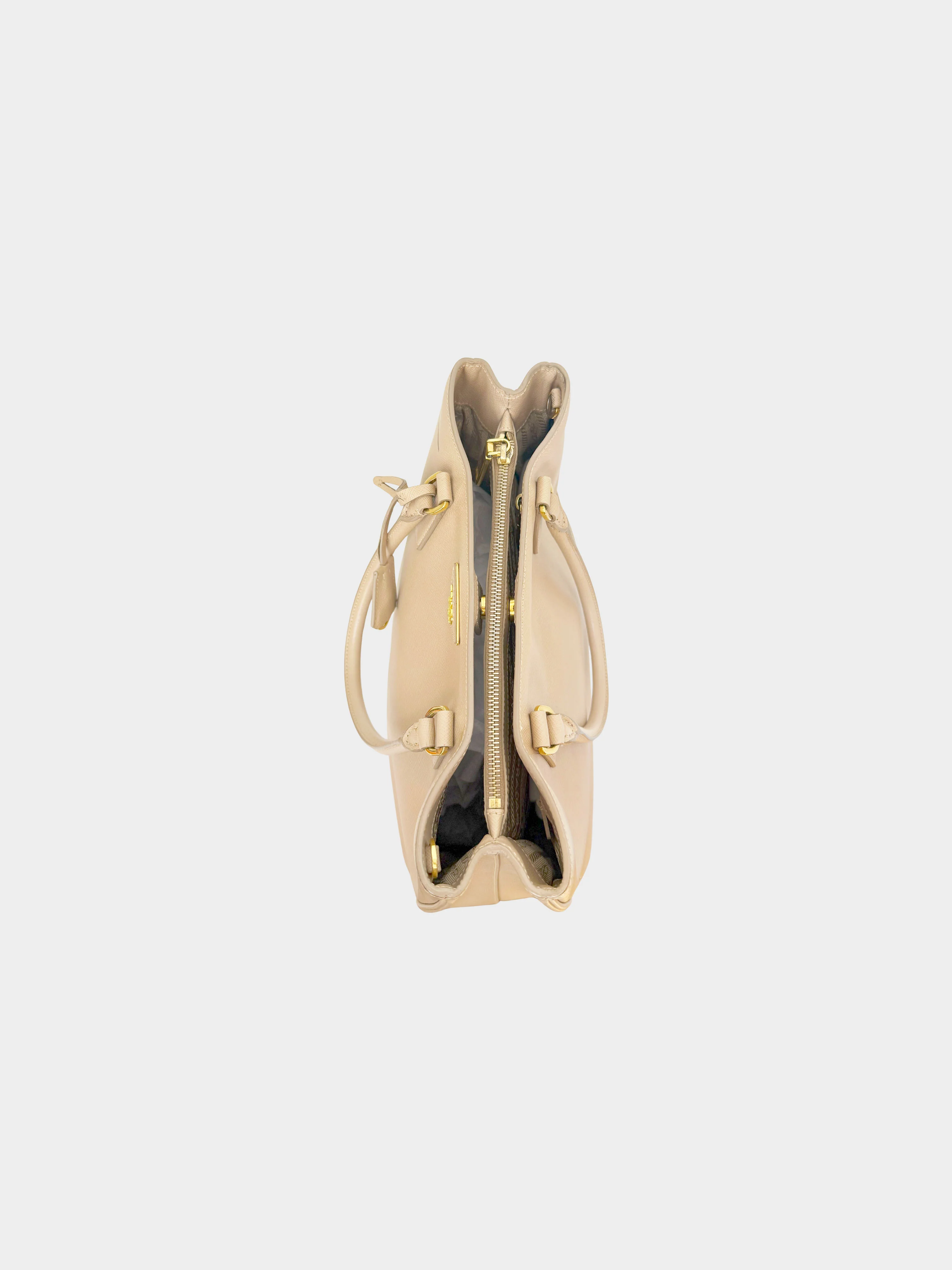 Prada 2010s Beige Saffiano Lux Leather Galleria Tote Bag - Image 3