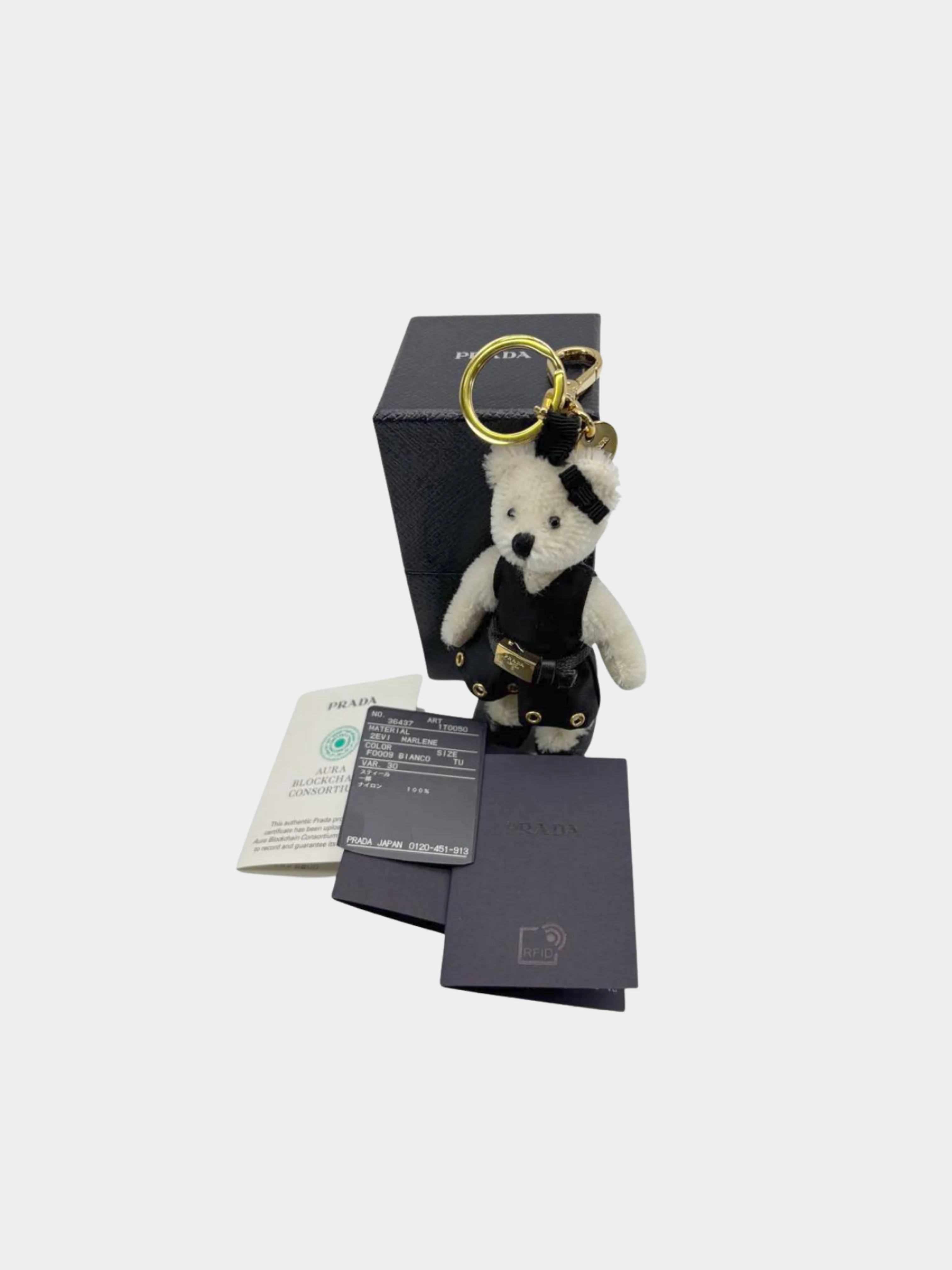 Prada 2020s Ivory and Black Teddy Bear Keychain - Image 4