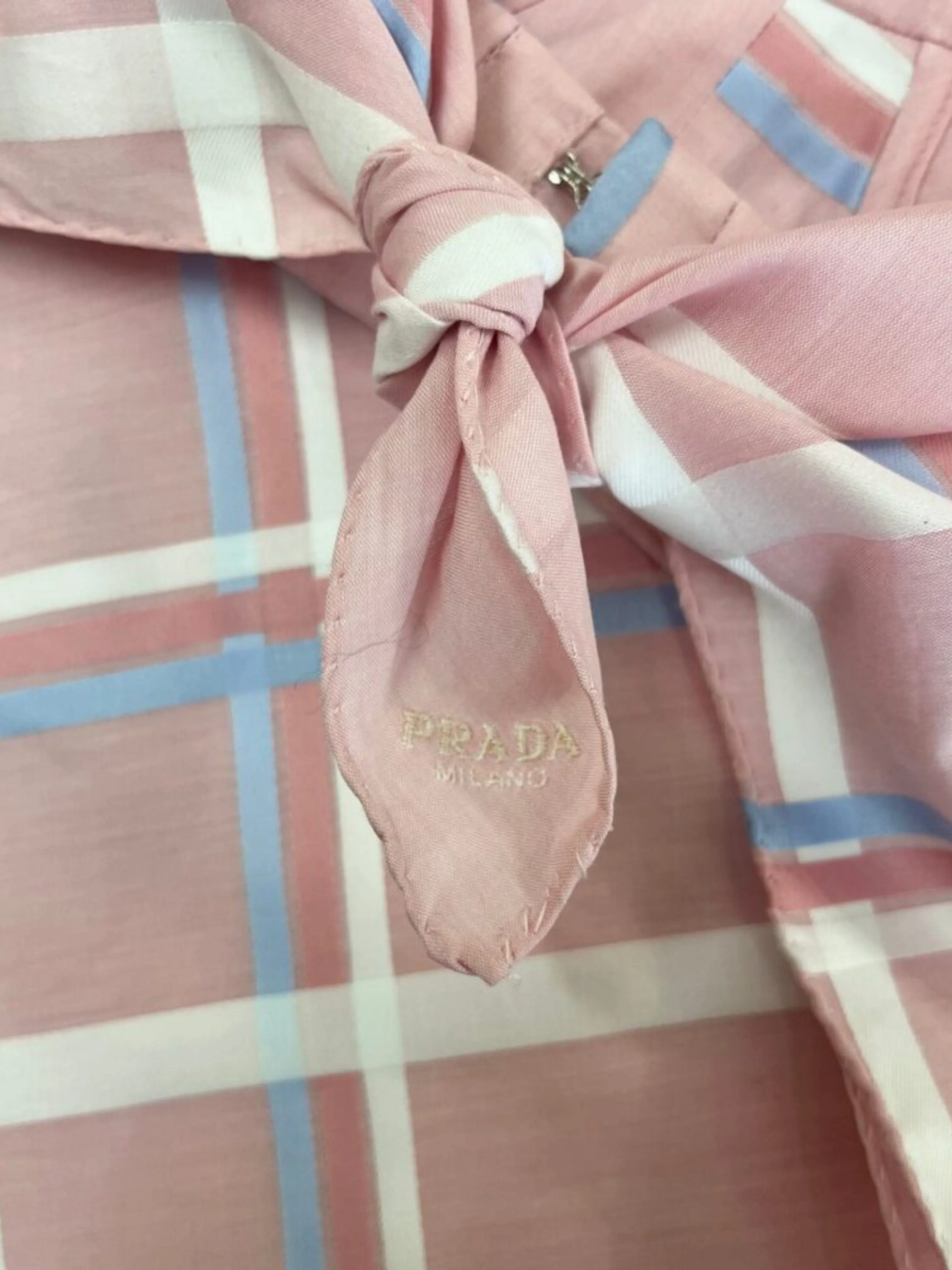 Prada 2020s Pink Cotton Logo Tie-Back Bandana Top - Image 4