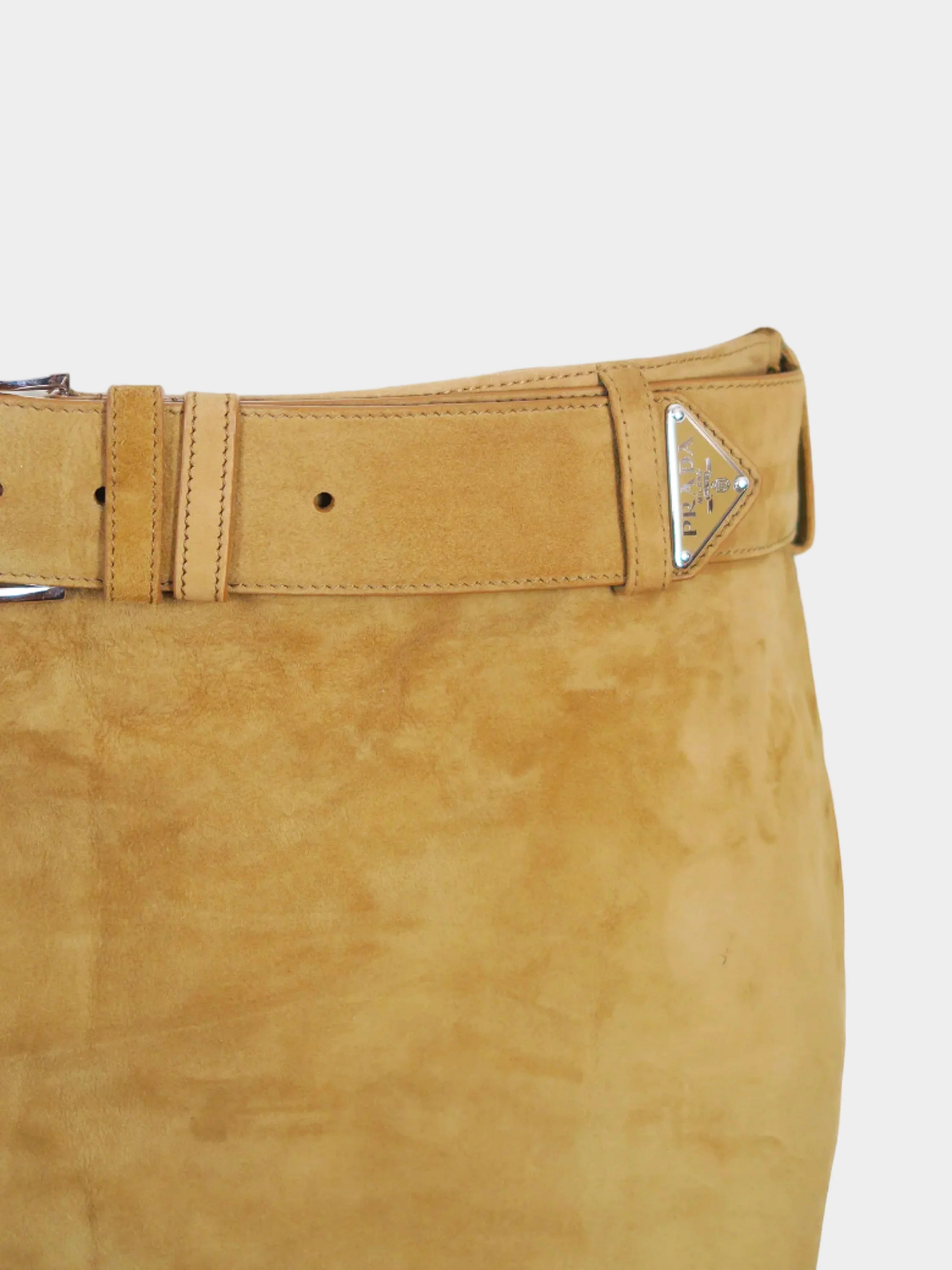 Prada 2022 Light Brown Suede Mini Skirt - Image 2