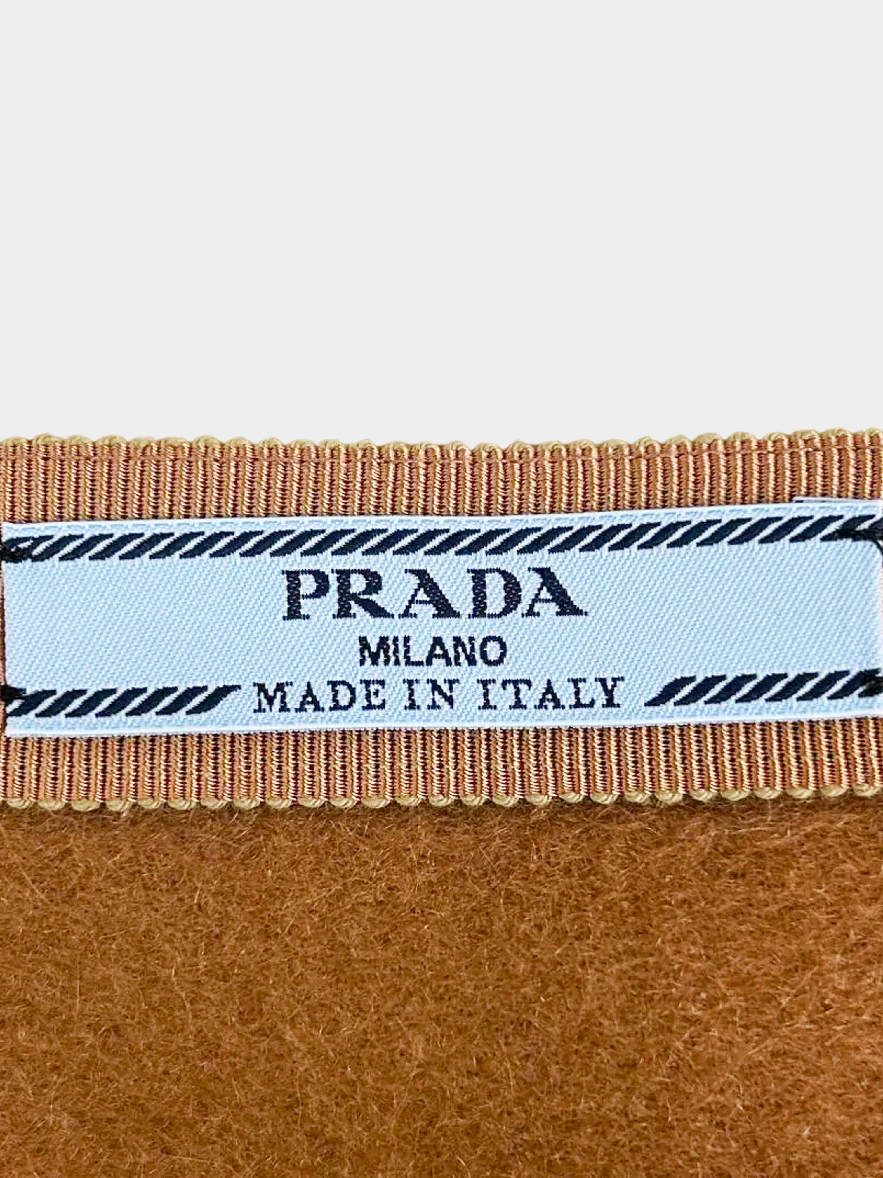 Prada 2023 Camel Brown Cashmere Scarf Mini Wrap Skirt - Image 6