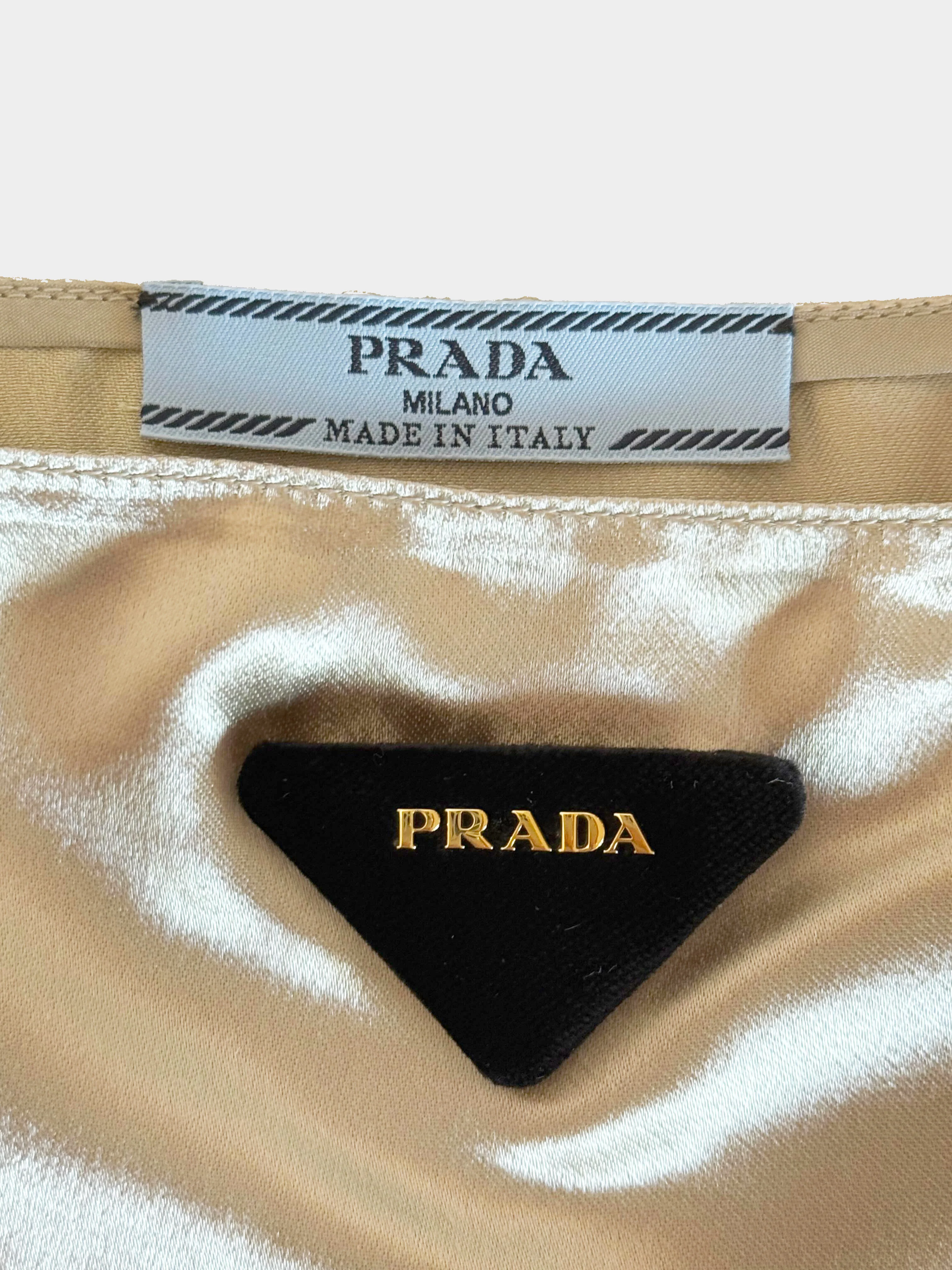 Prada 2025 Beige Satin Triangle Logo Dress - Image 2