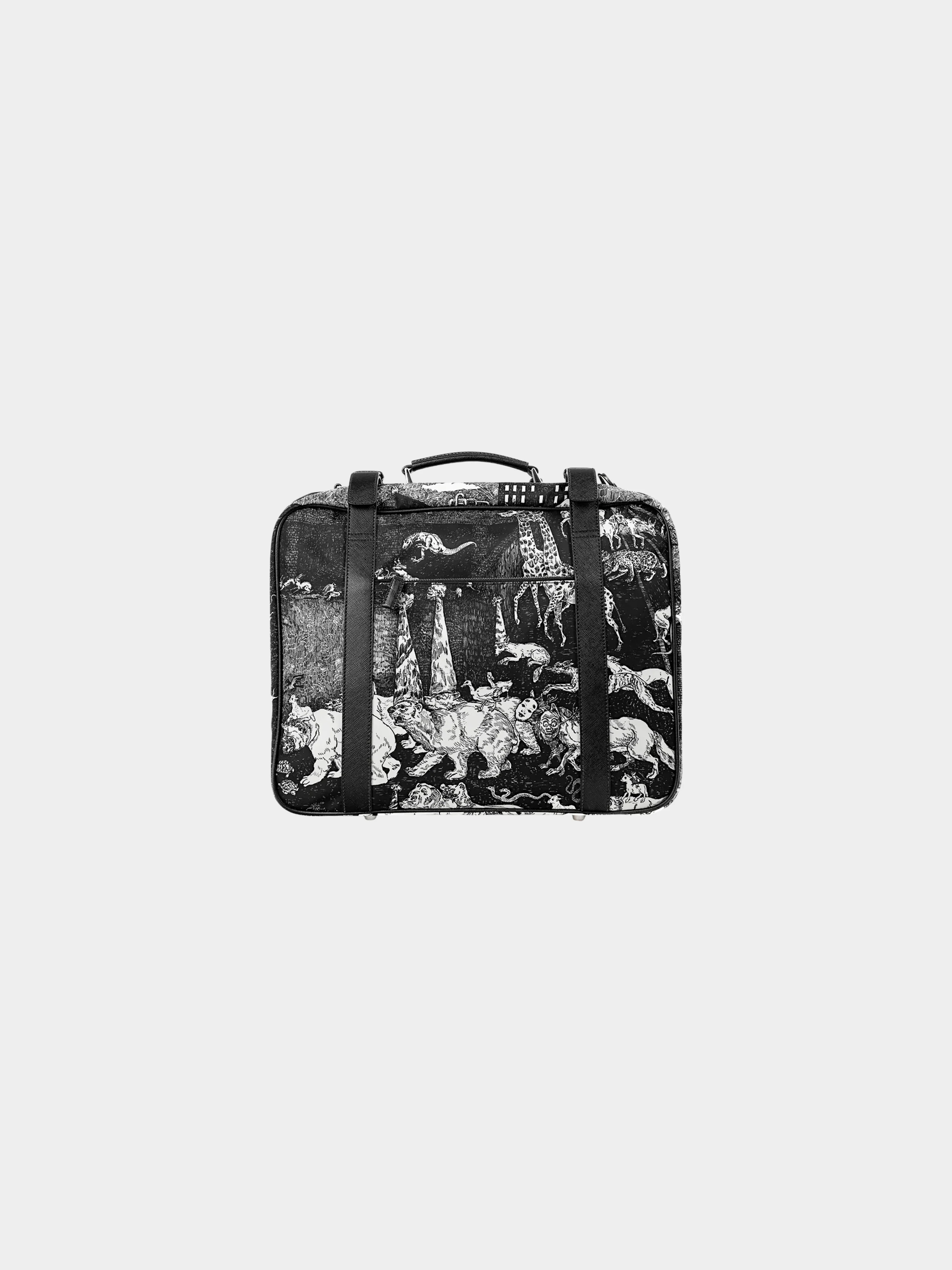 Prada AW 2016 Black Saffiano Leather and Nylon Animal Kingdom Suitcase - Image 2