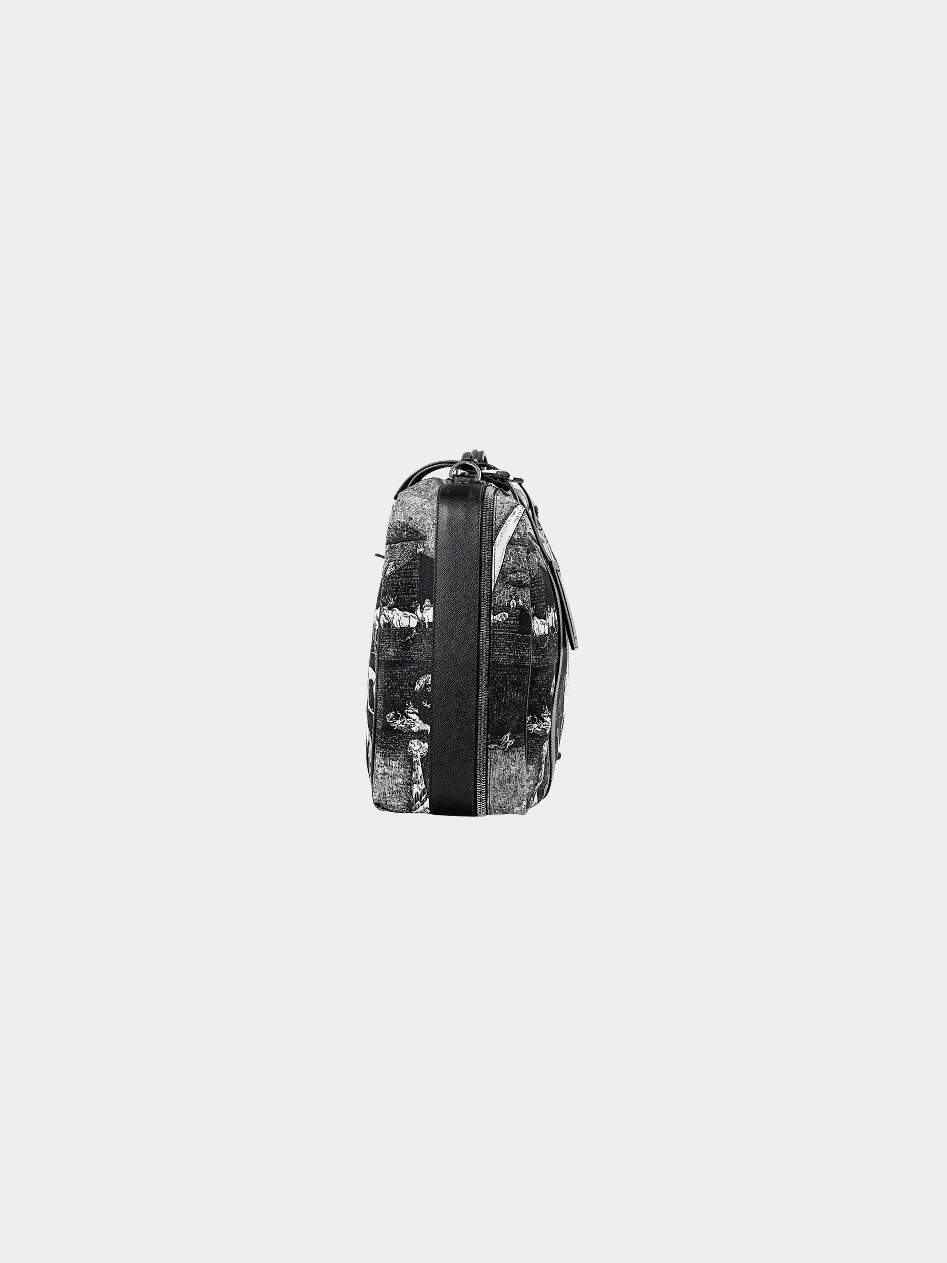 Prada AW 2016 Black Saffiano Leather and Nylon Animal Kingdom Suitcase - Image 3