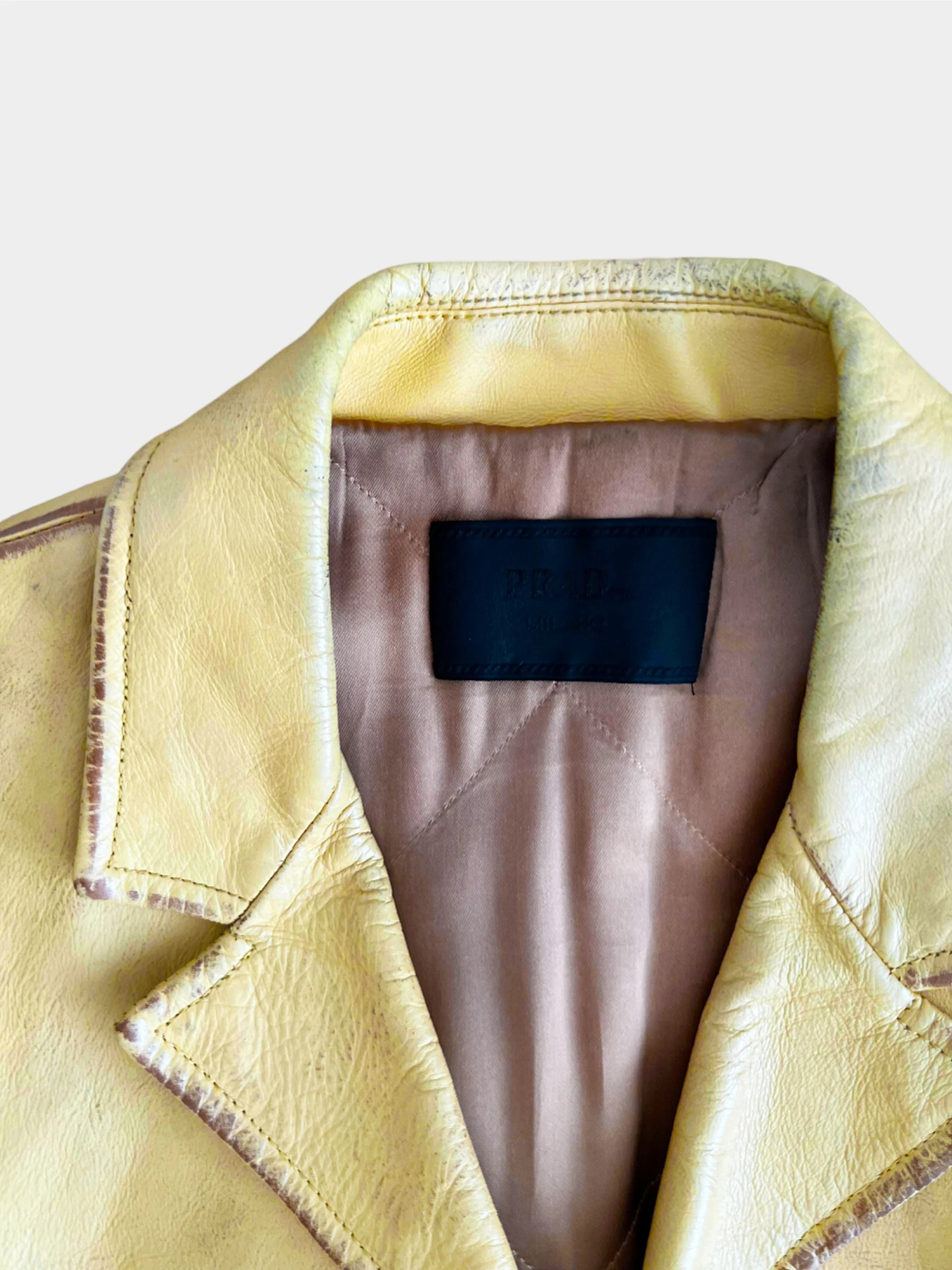 Prada 2000s Beige Tinted Leather Jacket - Image 3