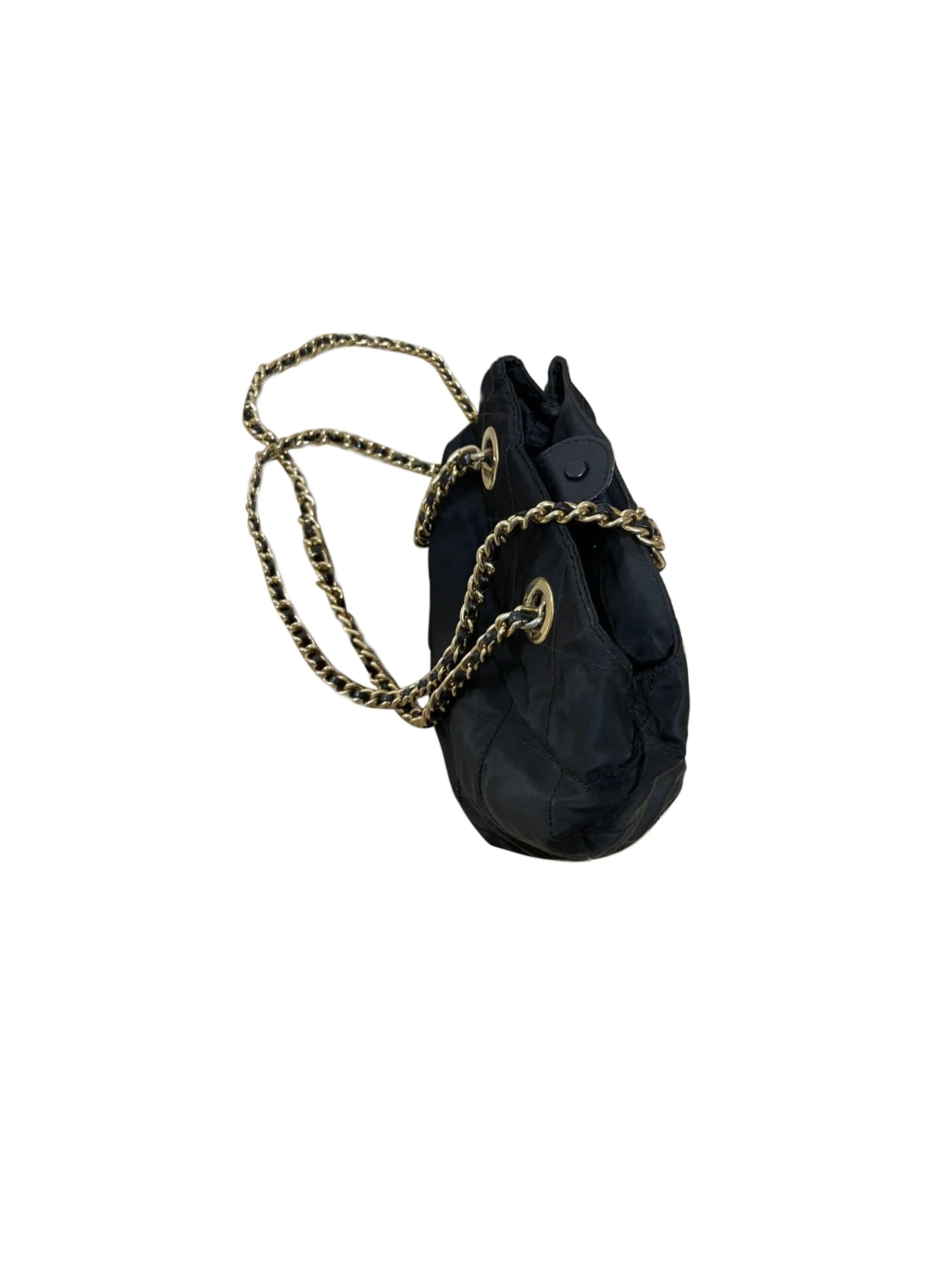 Prada 2000s Gold Chain Nylon Handbag - Image 3