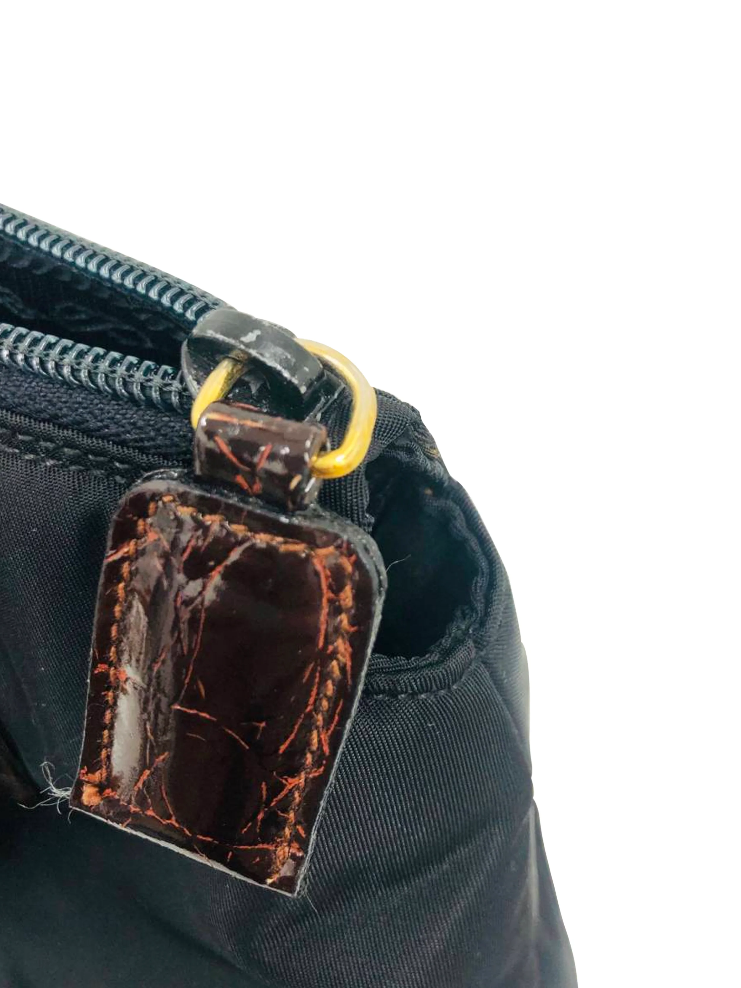 Prada 2000s Black Nylon Leather Strap Bag - Image 2