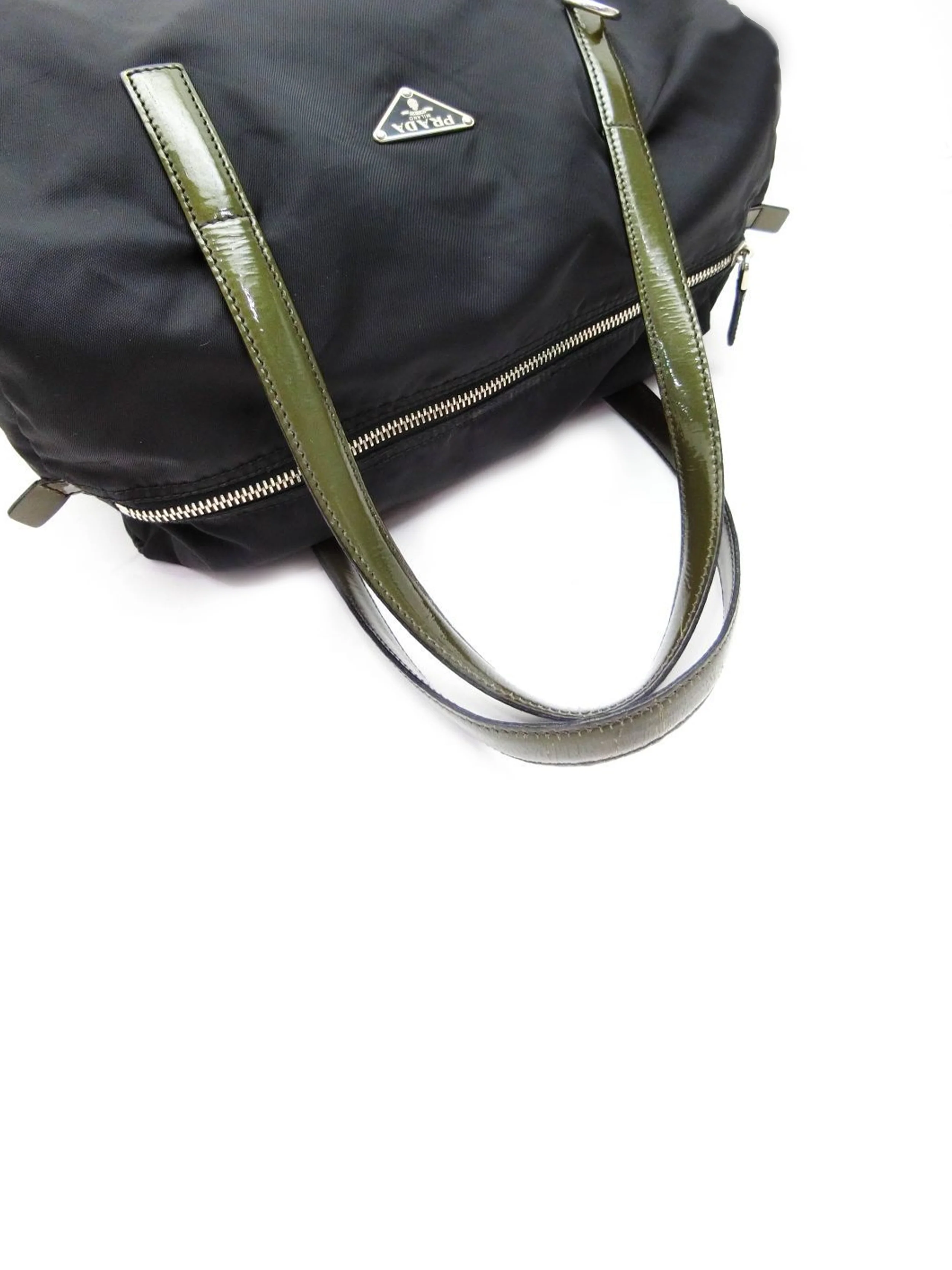 Prada 2000s Black Small Nylon Duffle Tote - Image 3