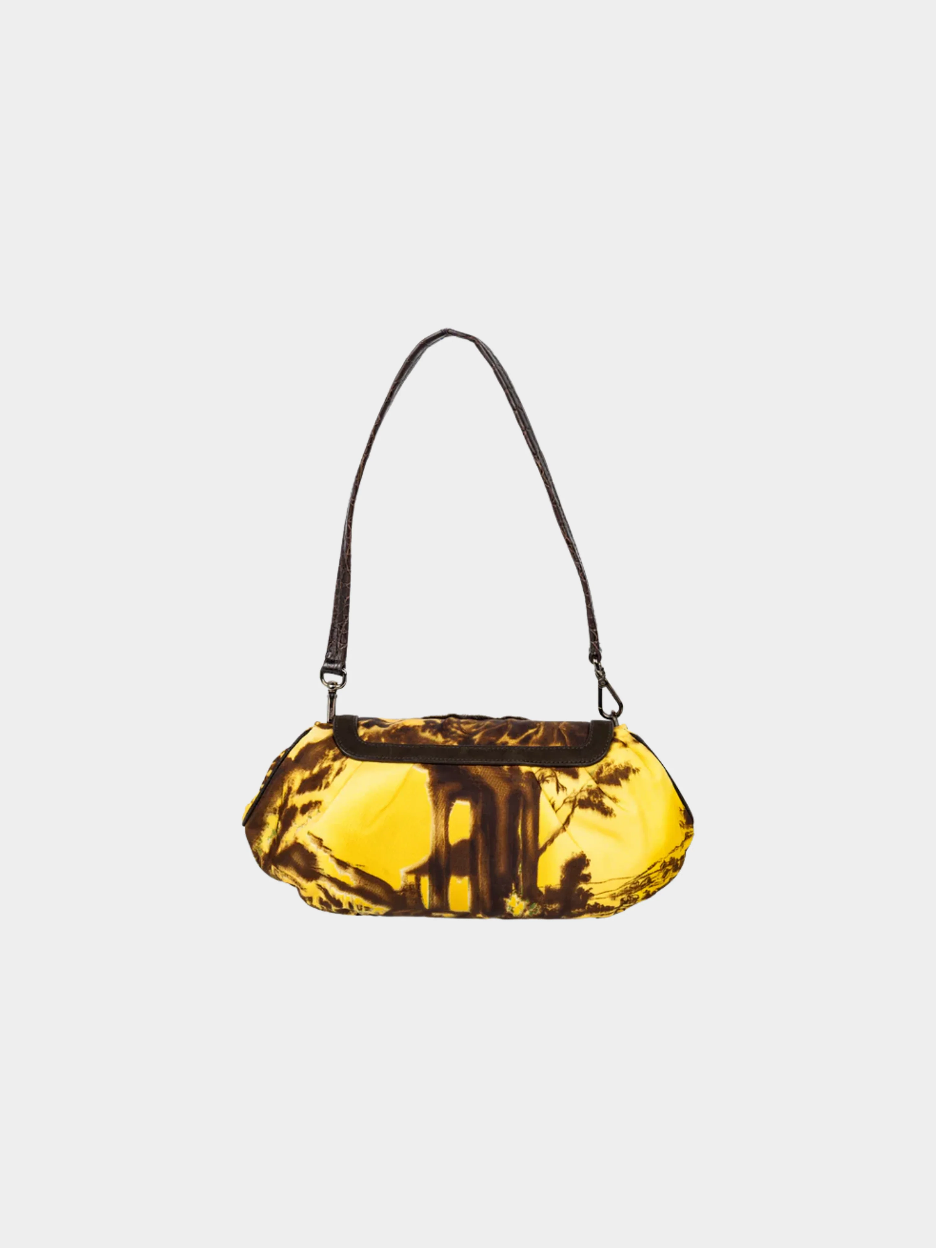 Prada FW 2004 Jewel-Embellished Printed Satin Shoulder Crocodile Bag - Image 2
