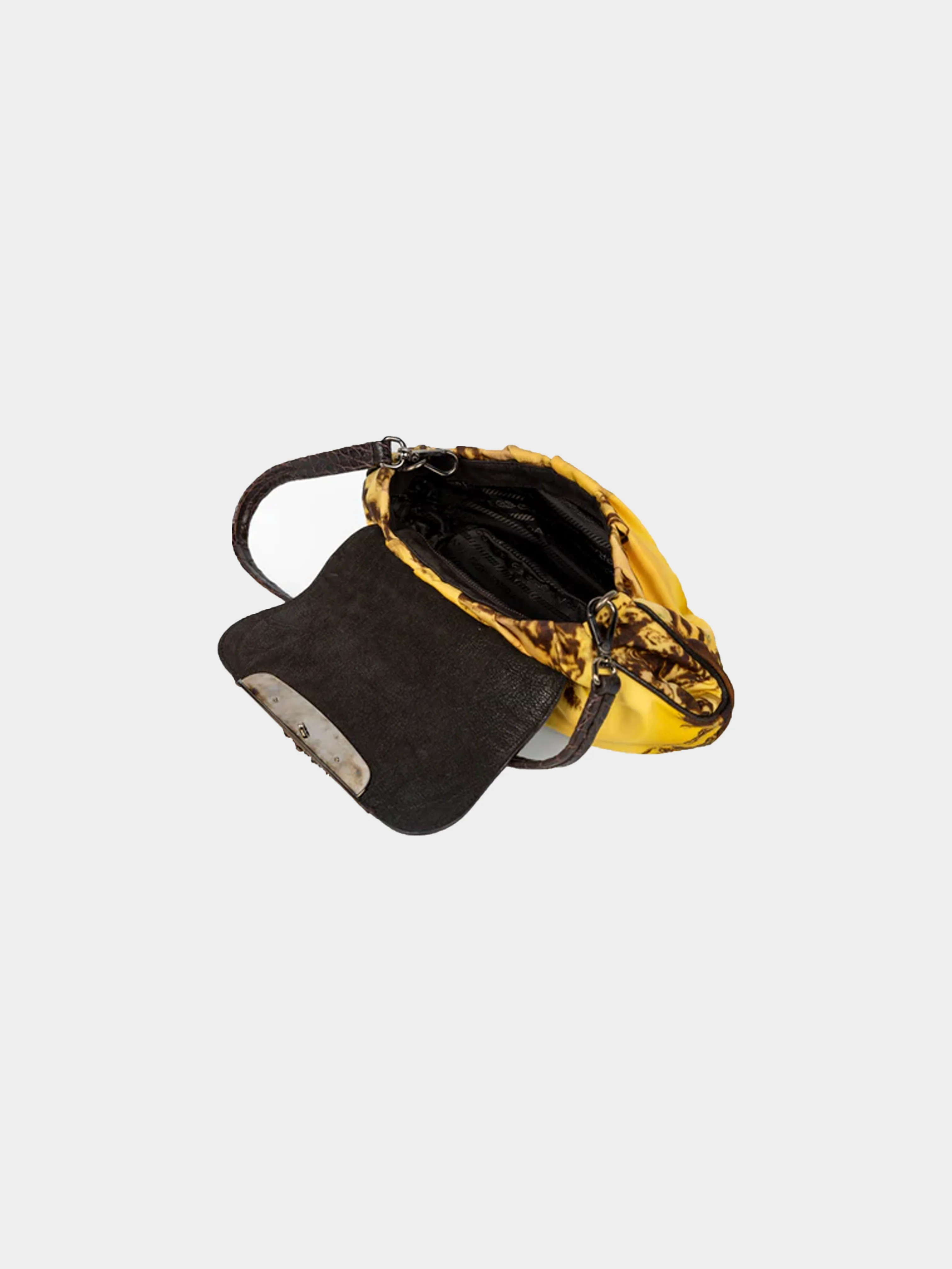 Prada FW 2004 Jewel-Embellished Printed Satin Shoulder Crocodile Bag - Image 4