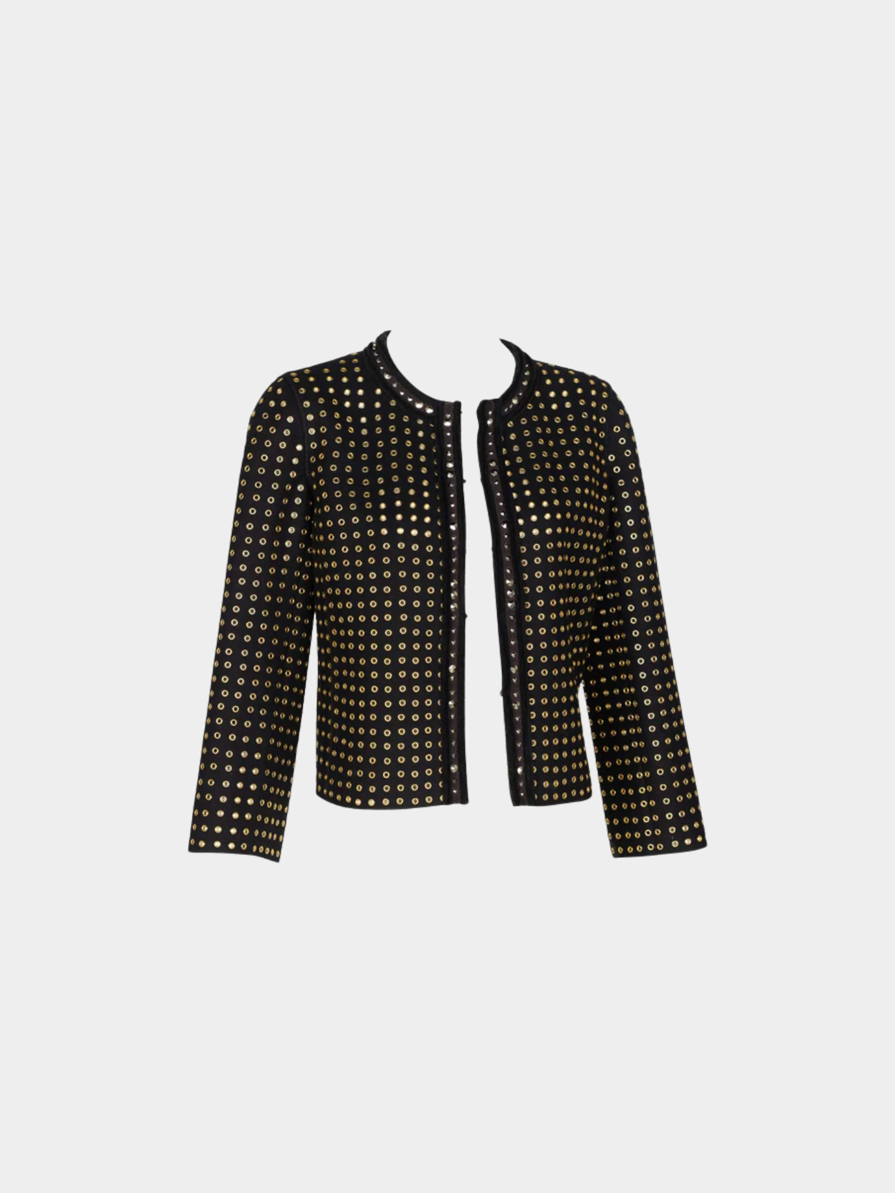 Prada Fall 2005 Black Wool Felt Grommet Jacket - Image 3