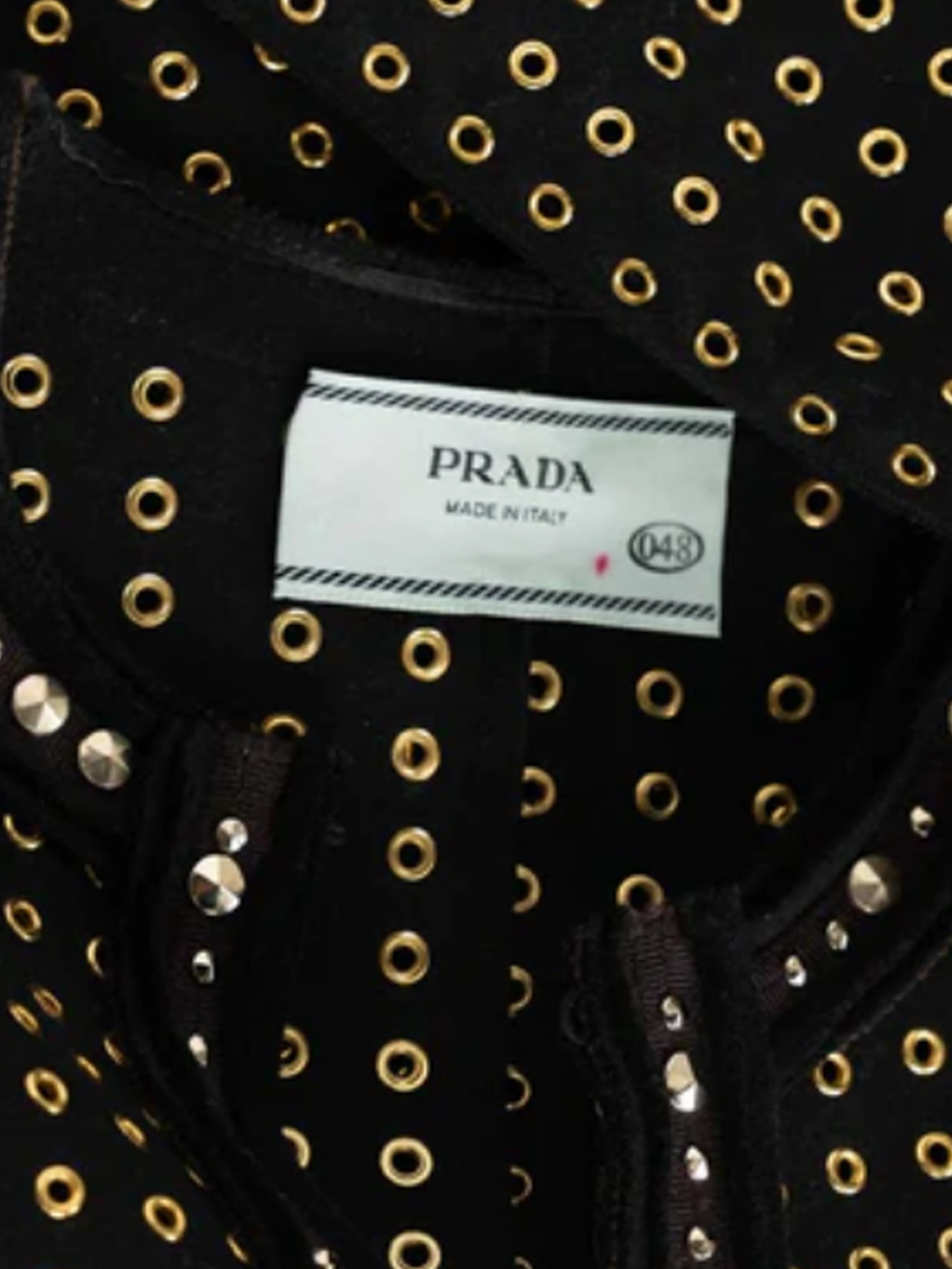 Prada Fall 2005 Black Wool Felt Grommet Jacket - Image 4