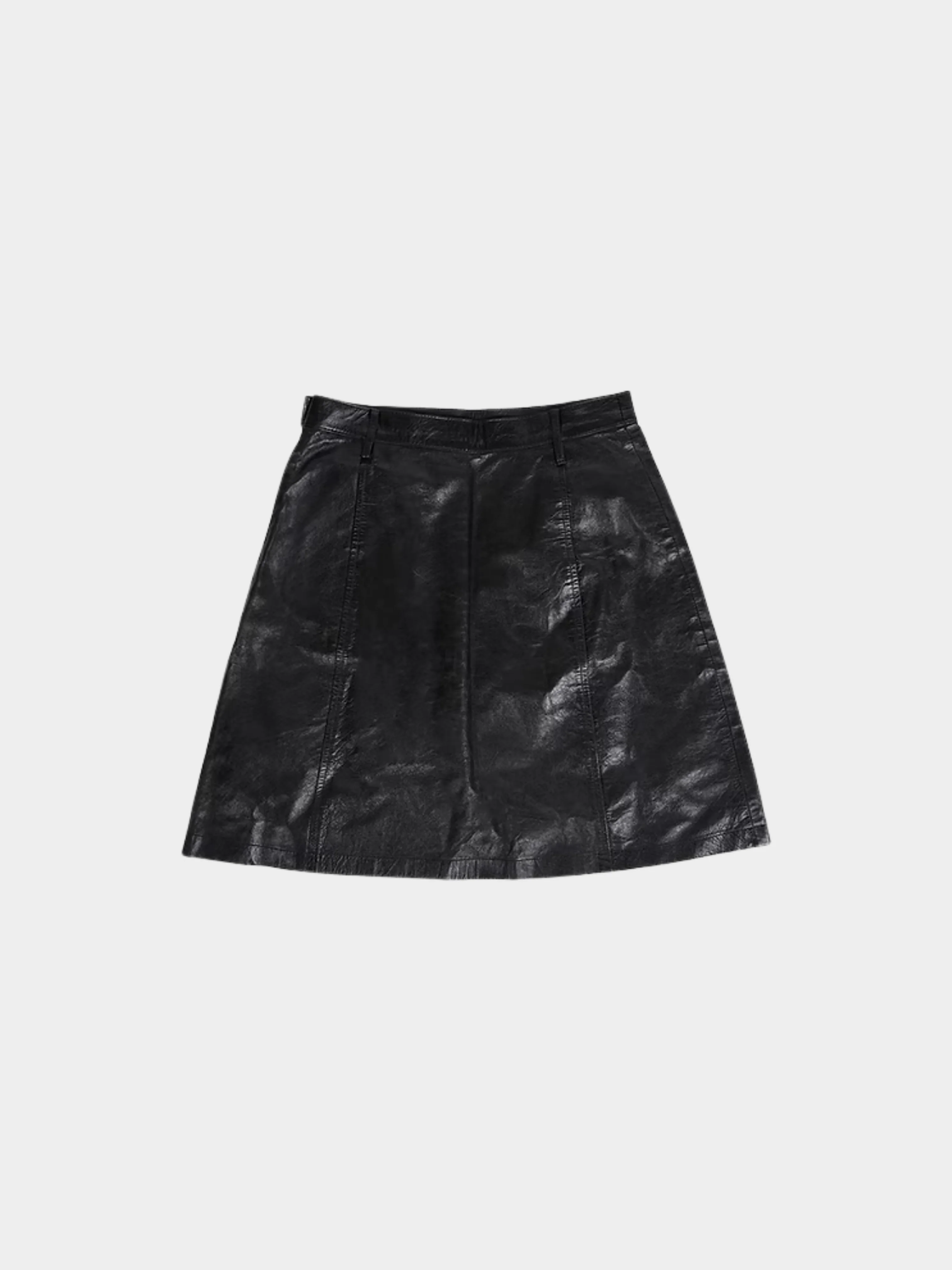 Prada FW 1994 Black Leather Mini Skirt - Image 2