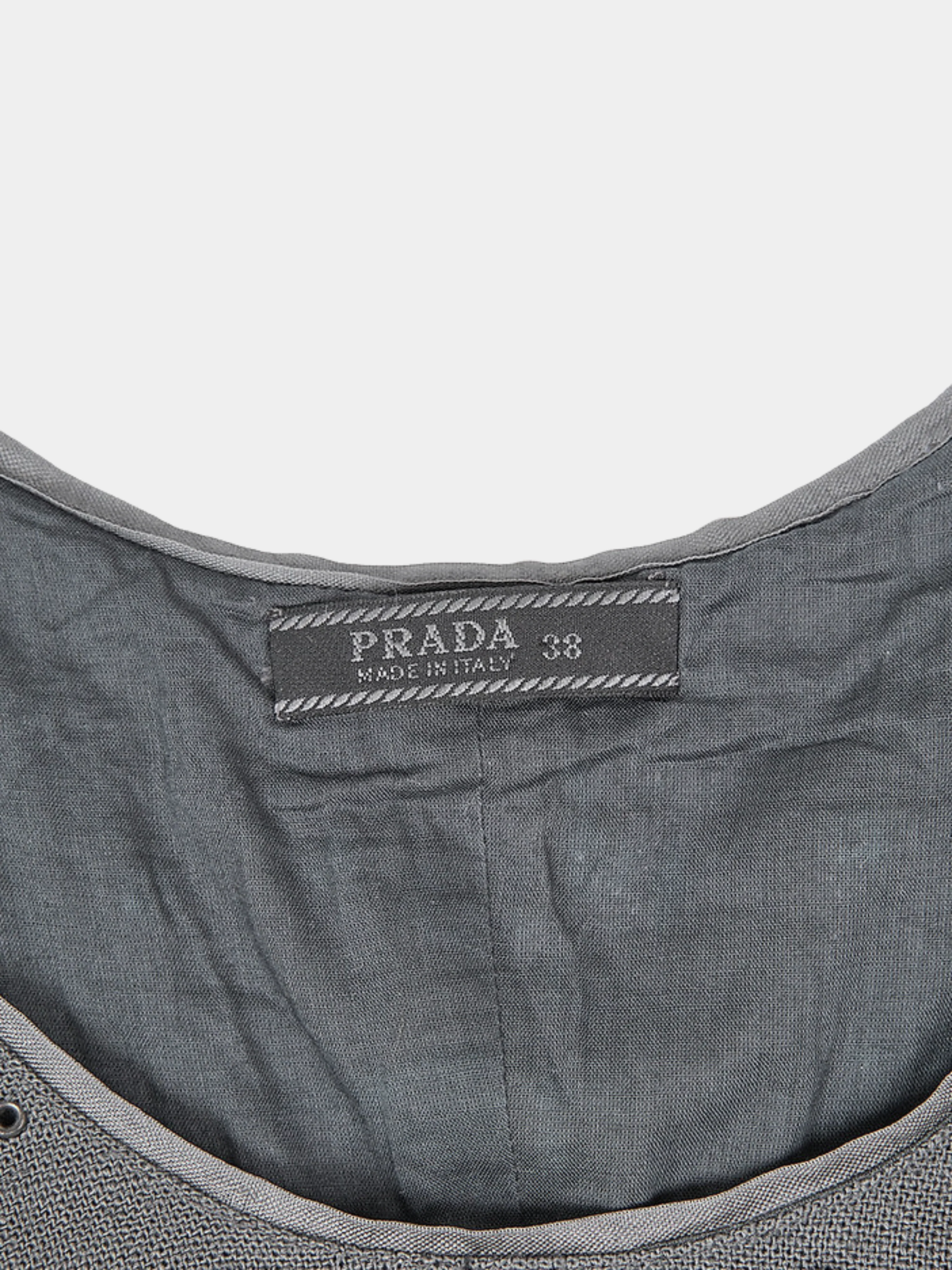 Prada FW 1999 Grey Studded Sleeveless Top and Skirt Set - Image 3