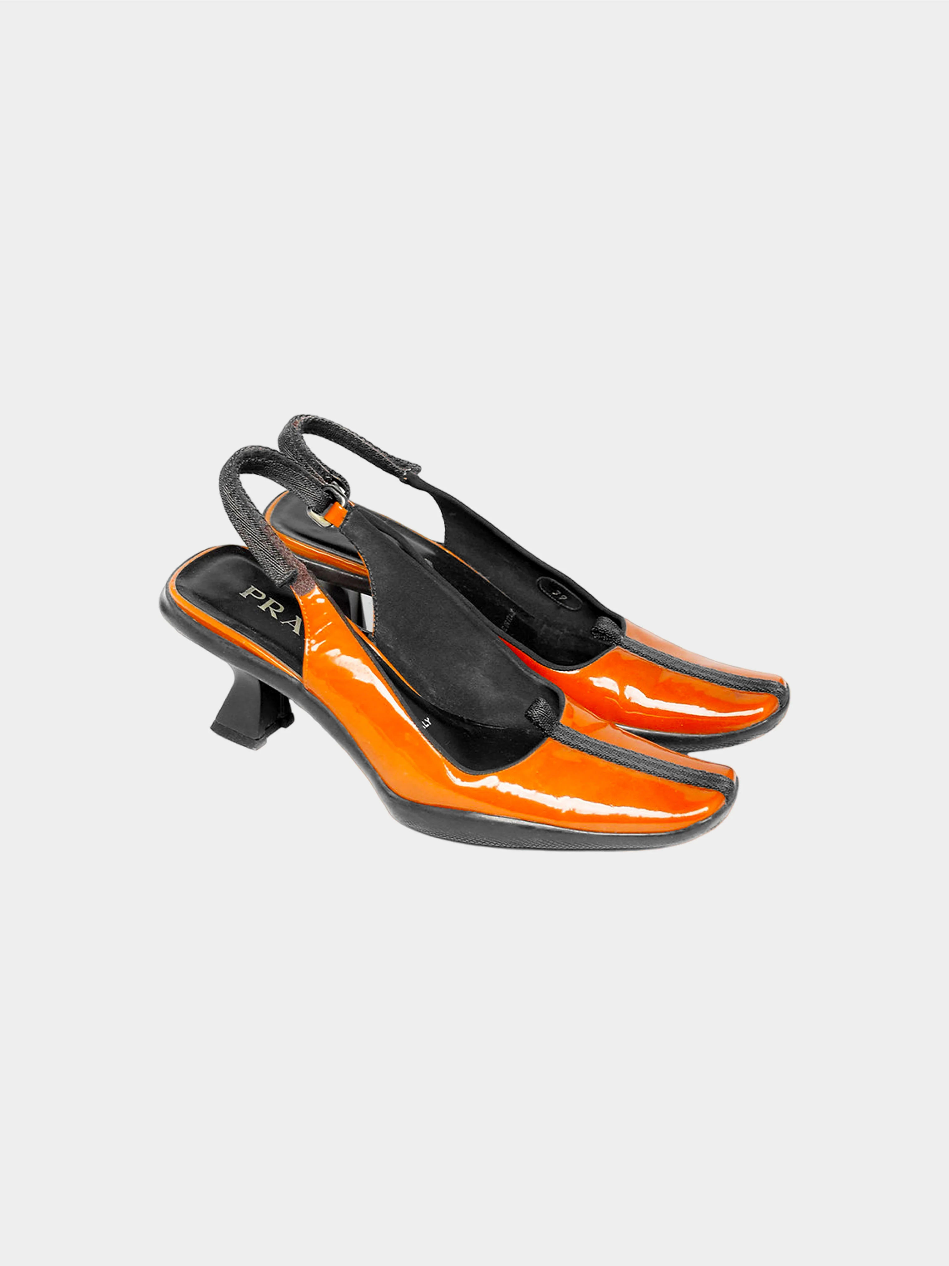 Prada FW 1999 Orange Patent Leather Heels - Image 2