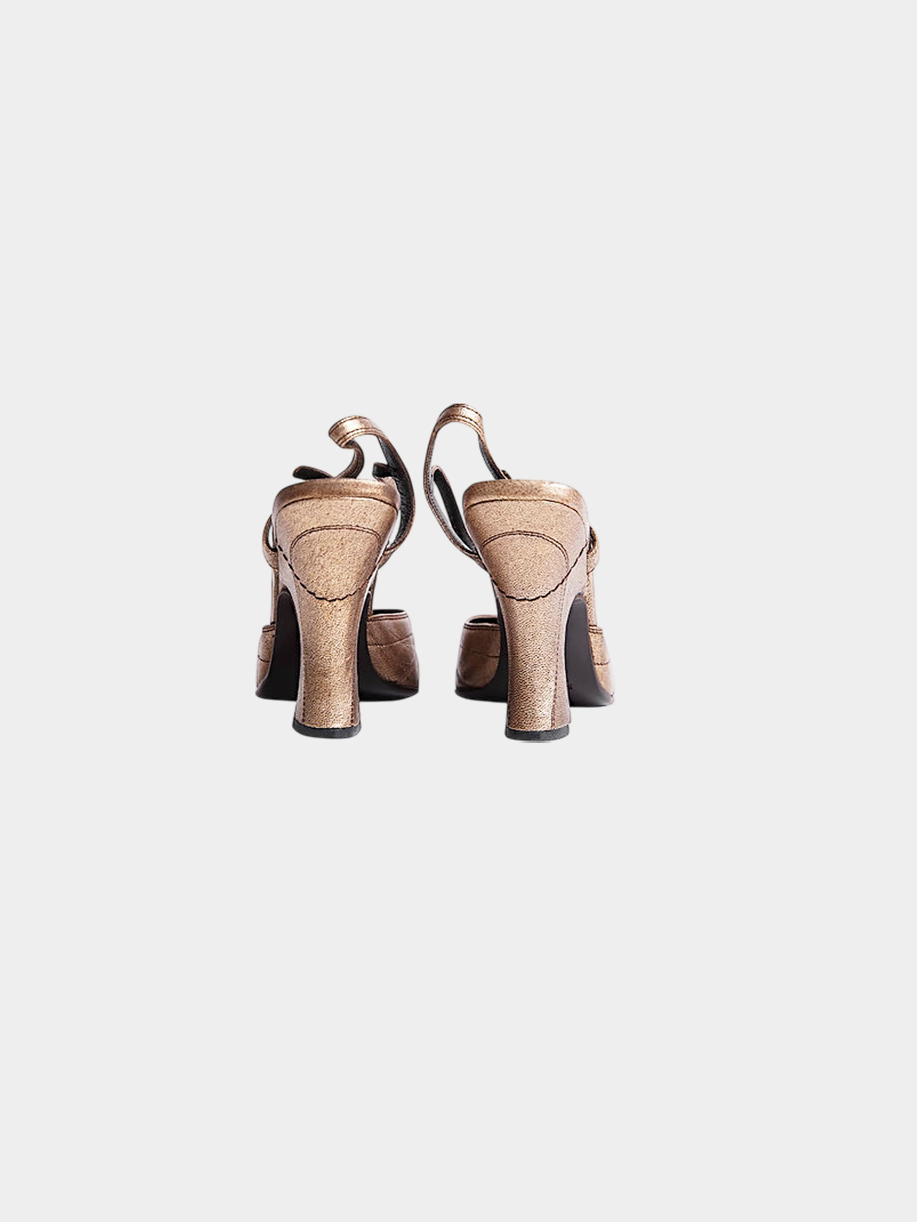Prada FW 2000 Bronze Metallic Leather Pumps - Image 3